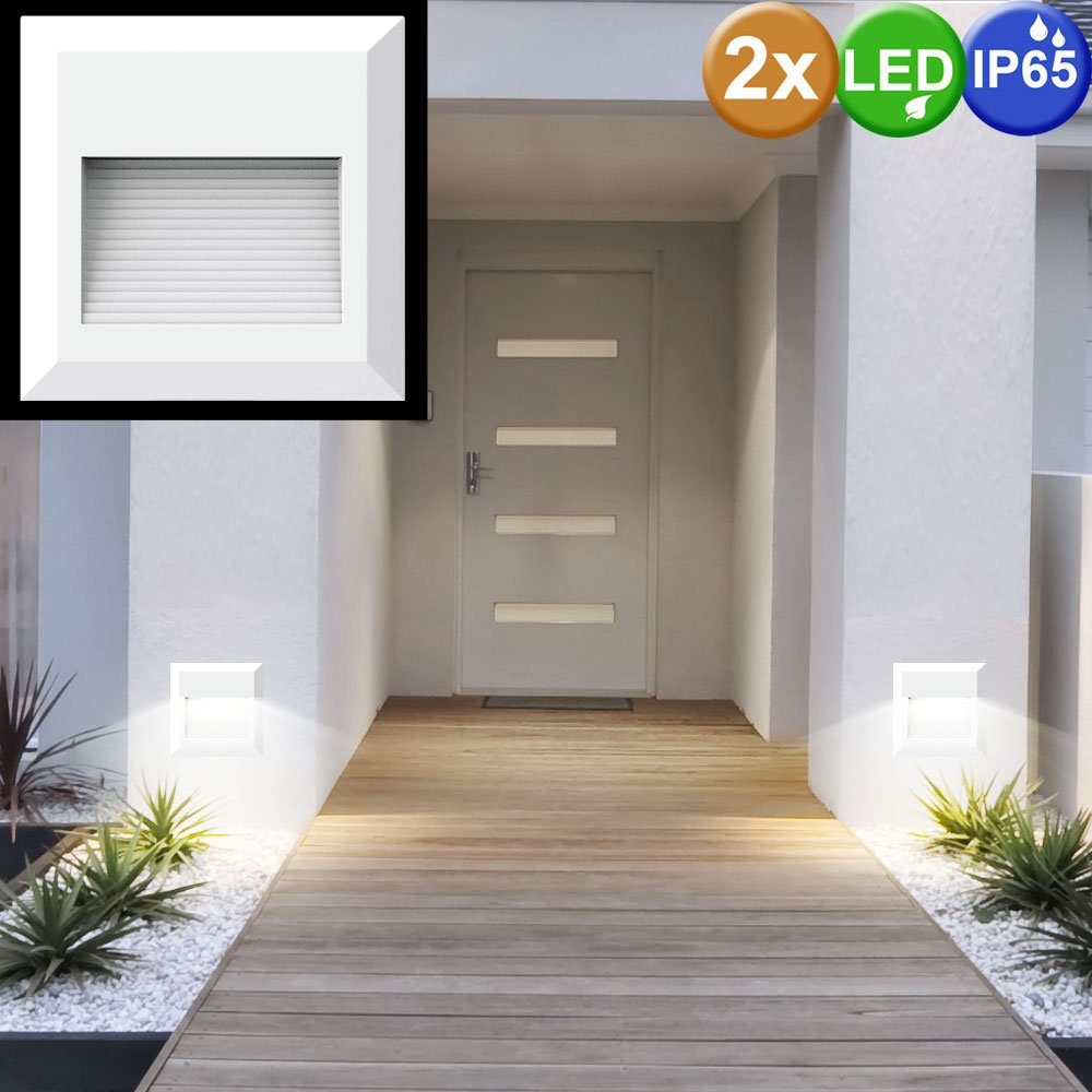 etc-shop LED Einbaustrahler, Außen Wand verbaut, Beleuchtung LED-Leuchtmittel LED Set fest Stufen Neutralweiß, Strahler Treppen 2er Leuchten