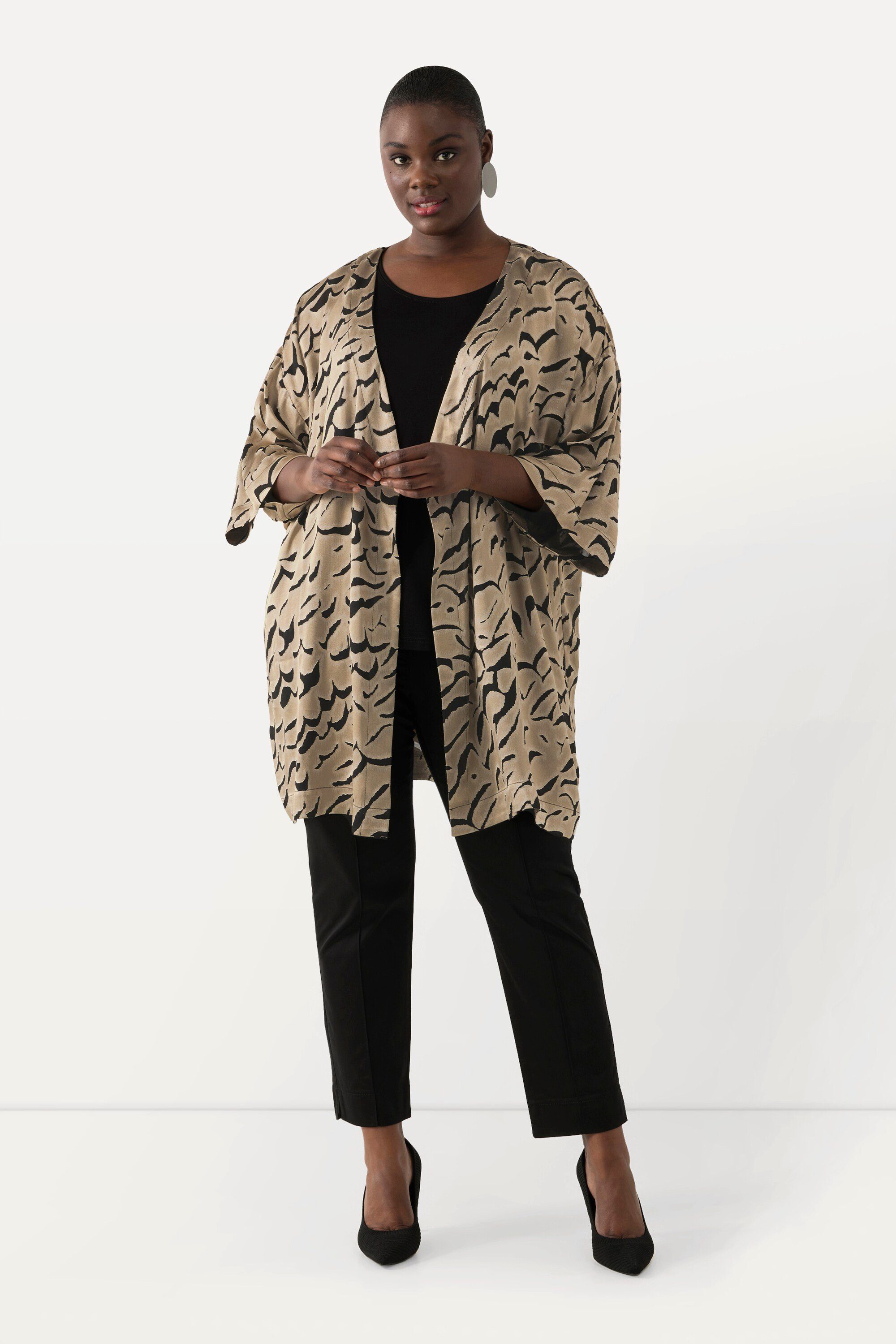 Ulla Popken Sommerjacke Easy-Going-Jacke A-Linie V-Ausschnitt günstig online kaufen