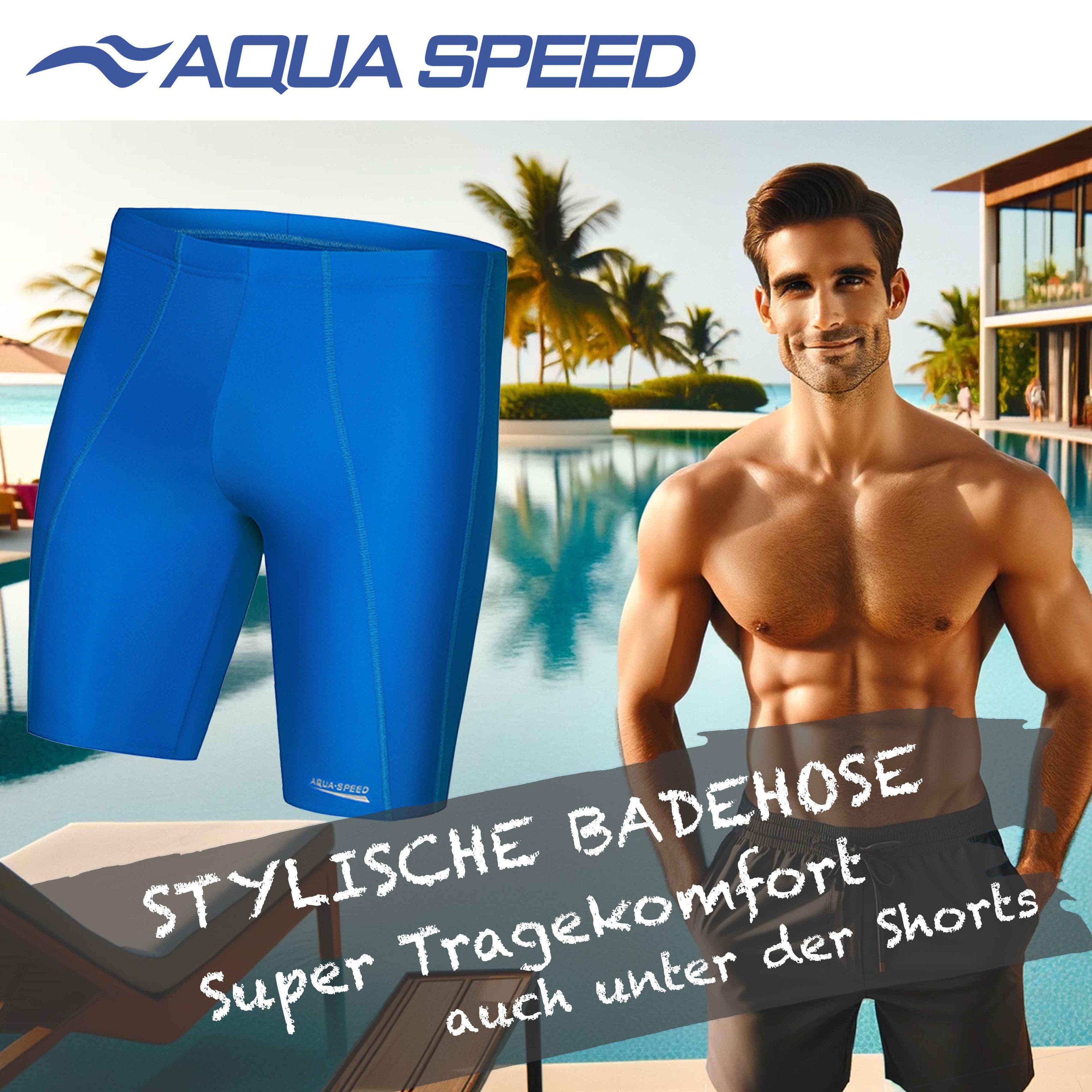 Aqua Speed Badehose Elastische Schwimmhose Longbay L Viel Bewegungsfreiheit (Atmungsaktives Material für ein angenehmes Tragegefühl im Wasser) Hoher Elasthan-Anteil für maximale Beweglichkeit & Passform