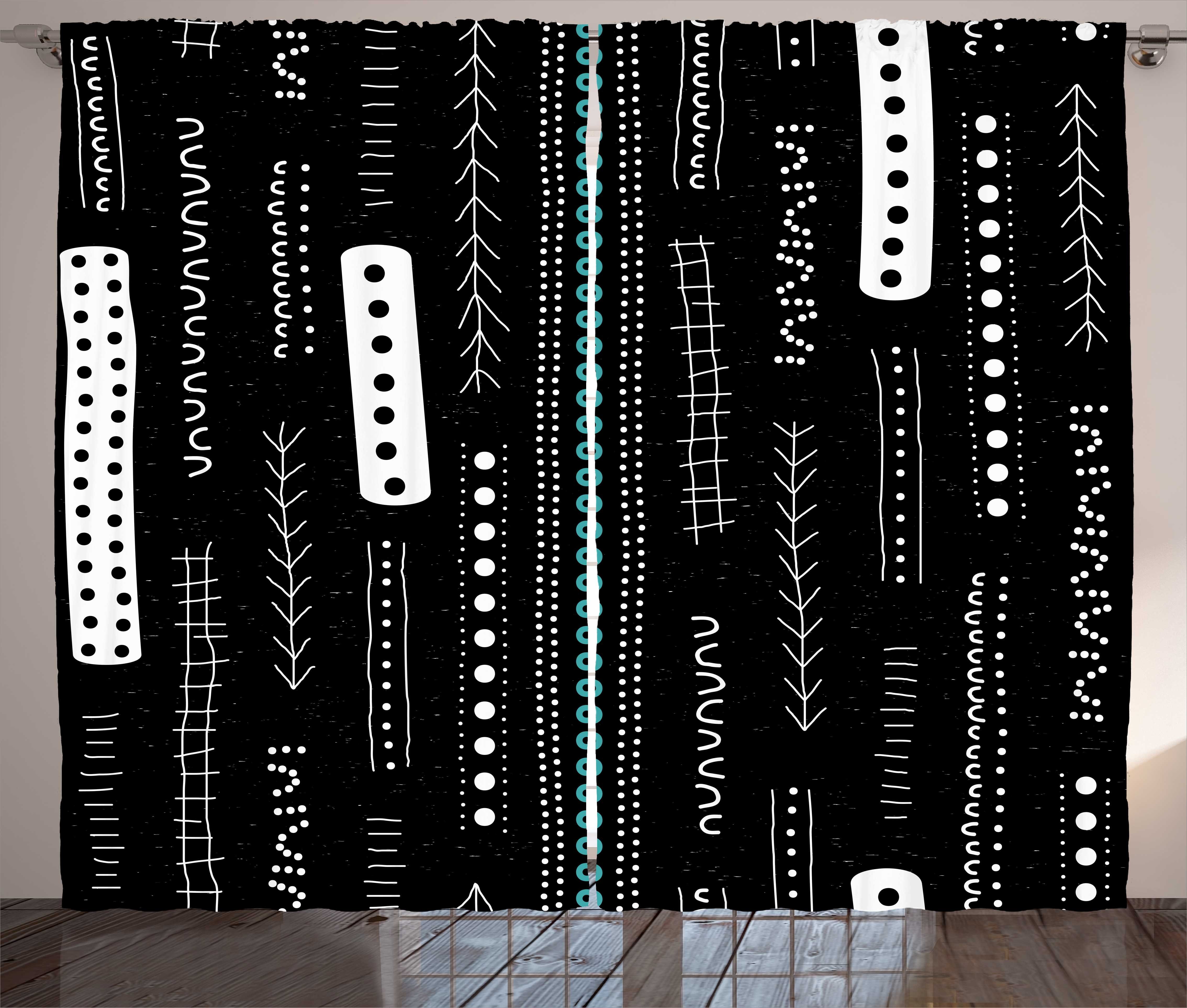 Gardine Schlafzimmer Kräuselband Vorhang mit Schlaufen und Haken, Abakuhaus, Stammes Aborigine-Kunst-Gekritzel-Art