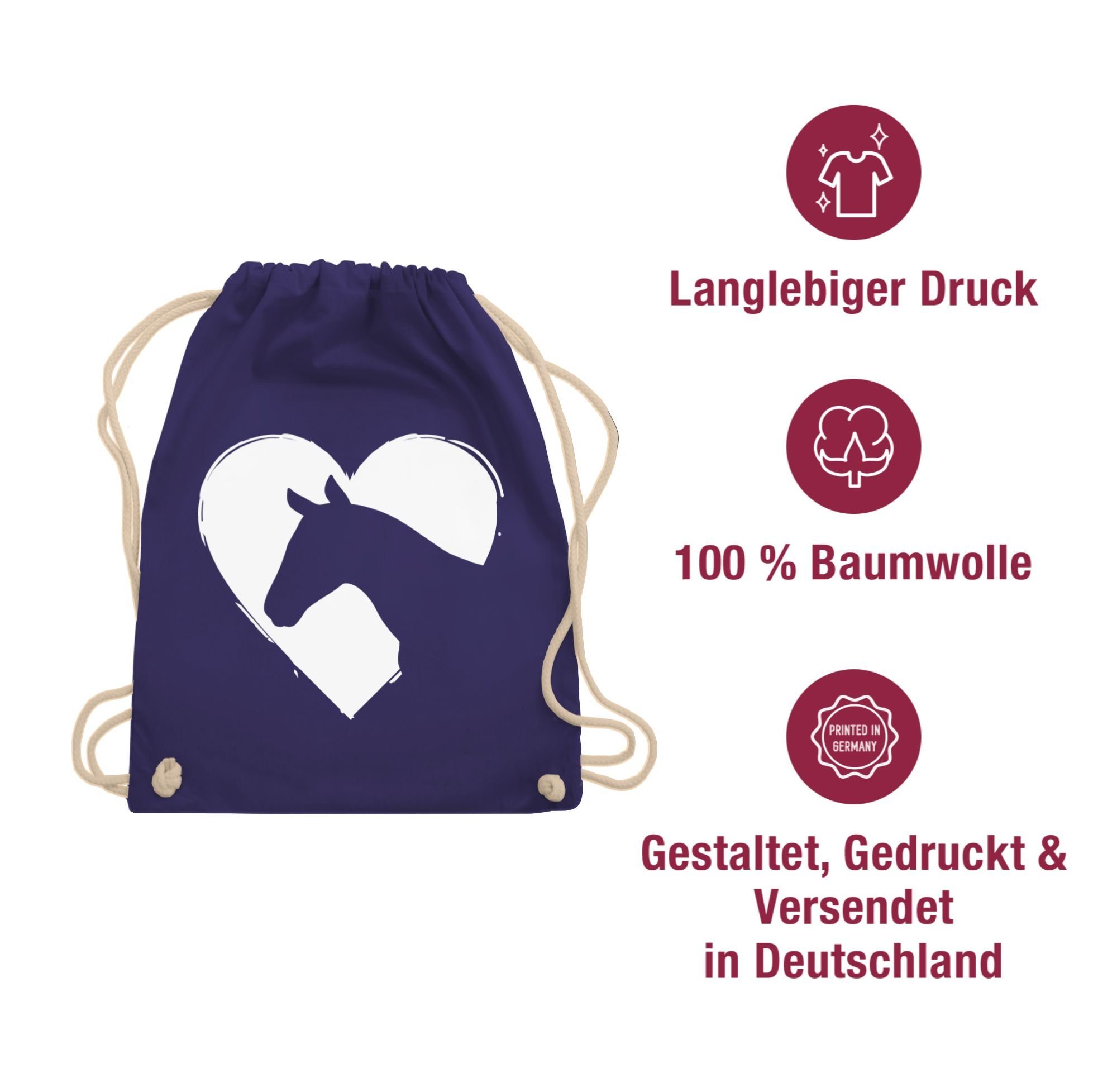 Shirtracer Turnbeutel Herz mit Pferdekopf, Pferd