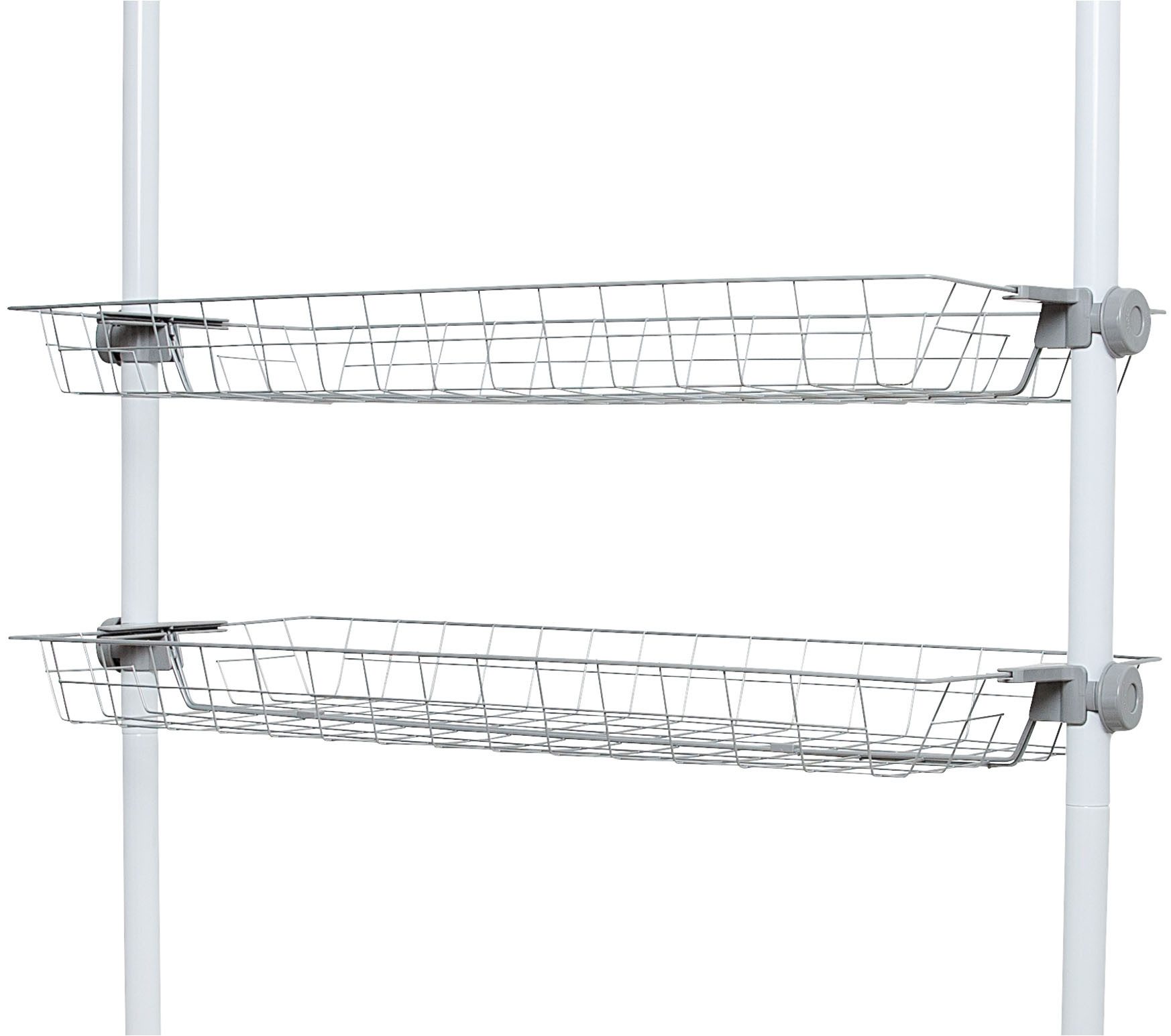 WENKO Organizer Modell Herkules (Set, 2 St), Drahtkörbe aus Stahl, Erweiterung zum Teleskop-System Herkules