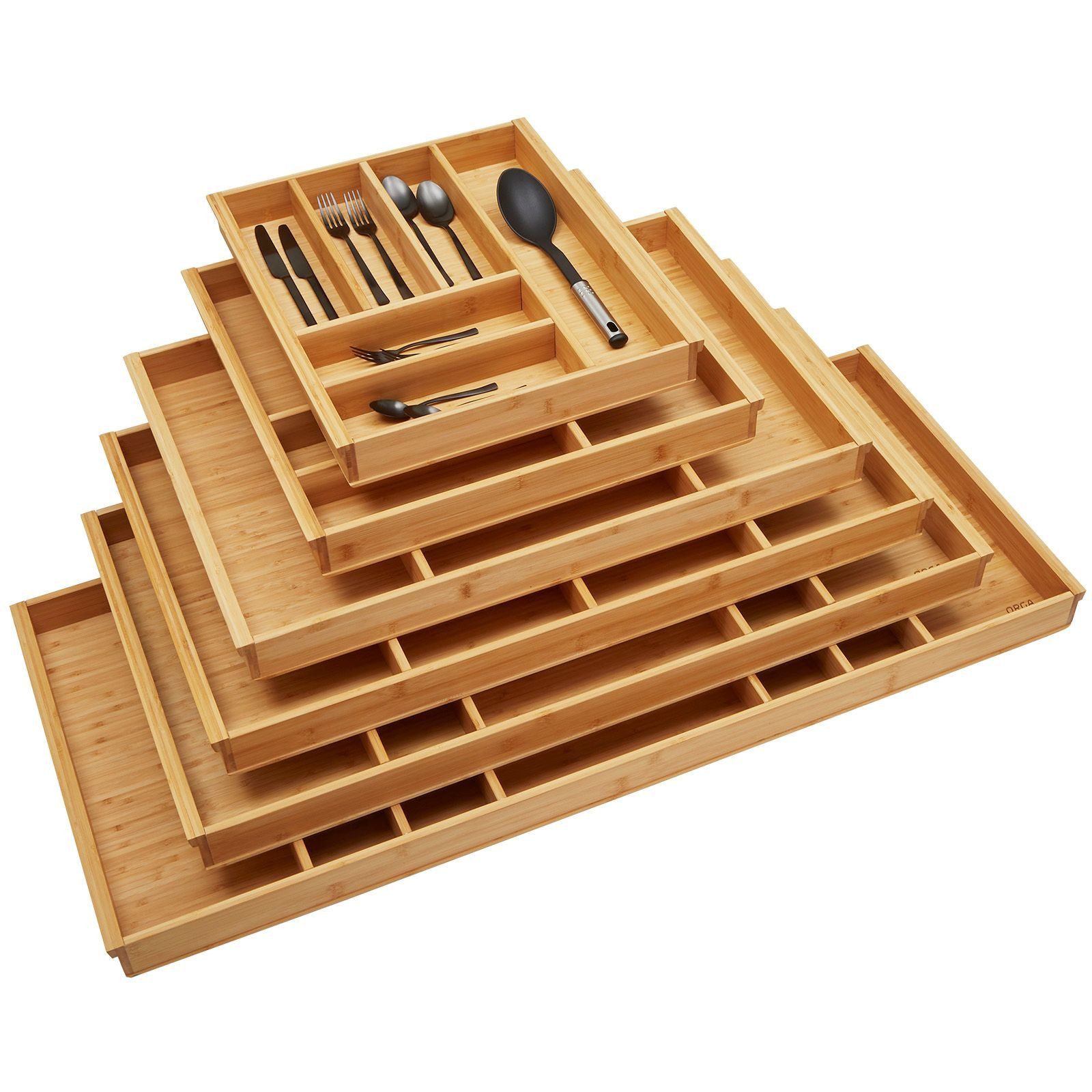 SO-TECH® Besteckeinsatz Bambus Besteckkasten ORGA-BOX 3 für Nobilia-Küche ab 08/2012, für 50er Schublade (473 x 397 mm) mit 6 Fächern