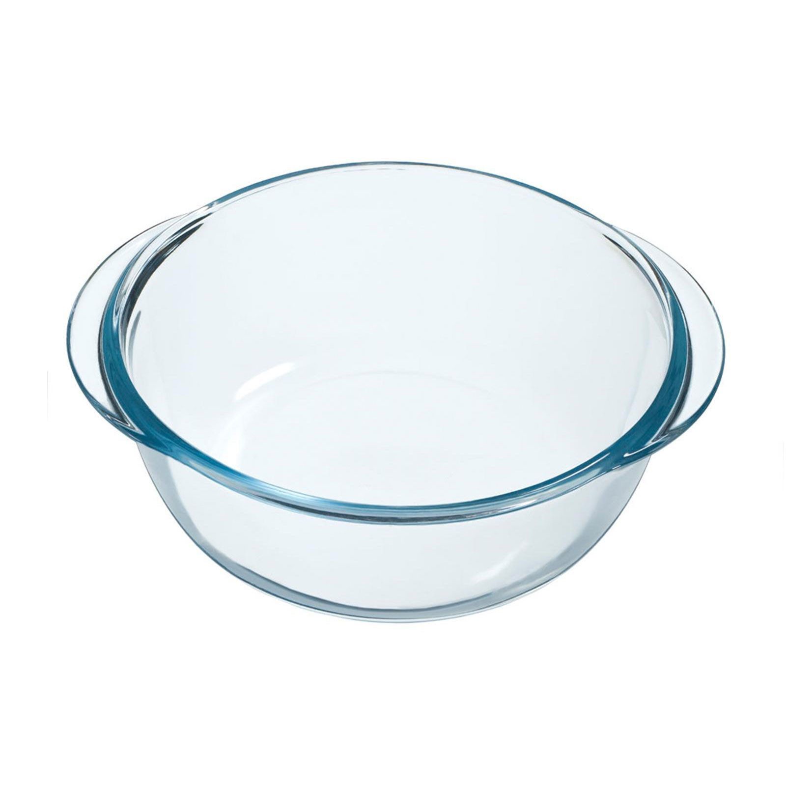 Scanpart Backblech Heißluftfritteusen-Glasschale rund 1,1L 20cm, Hitzebeständige, spülmaschinengeeignete Glas-Form