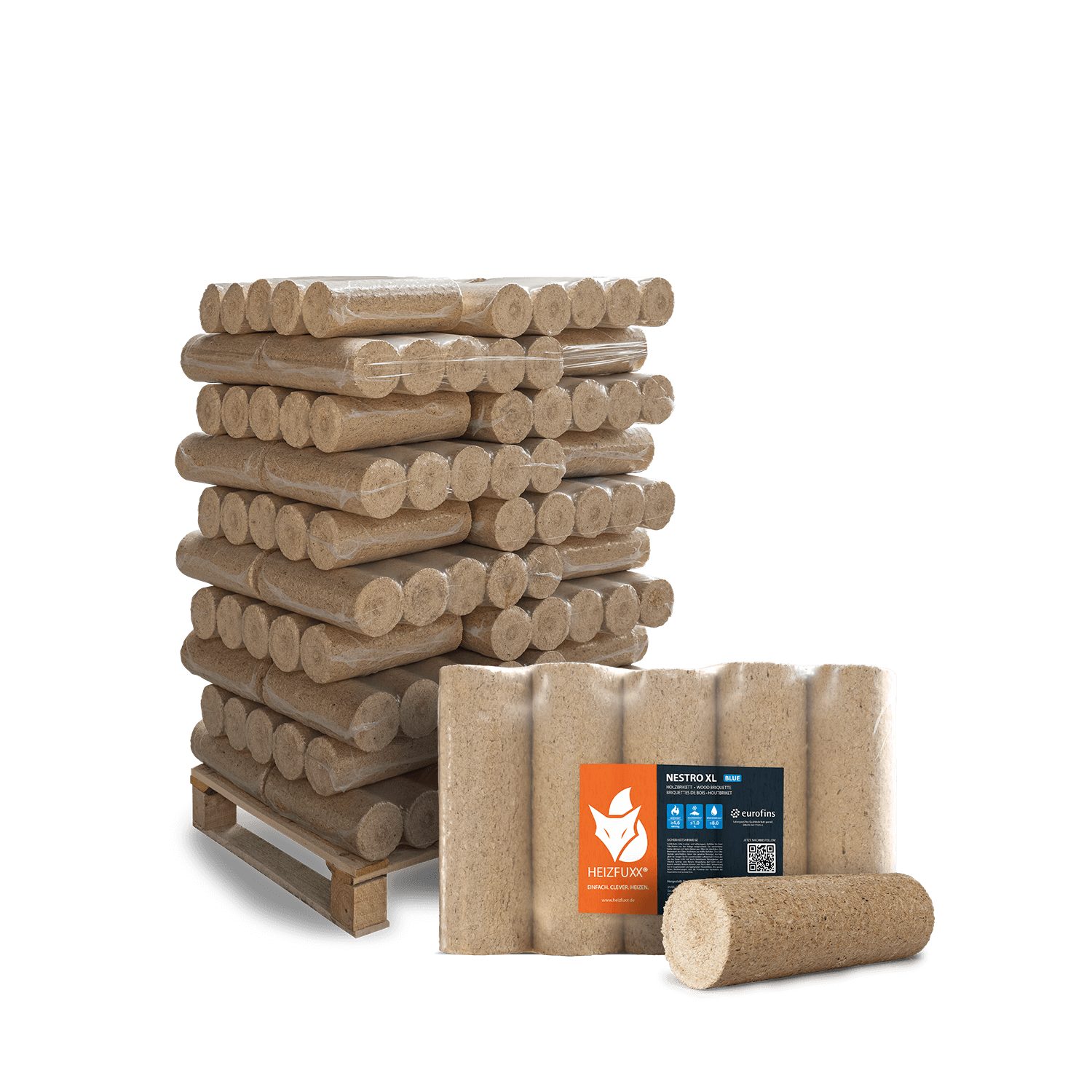 HEIZFUXX Holzbriketts Nestro XL Blue, 300 kg, (Palette, 30-St)