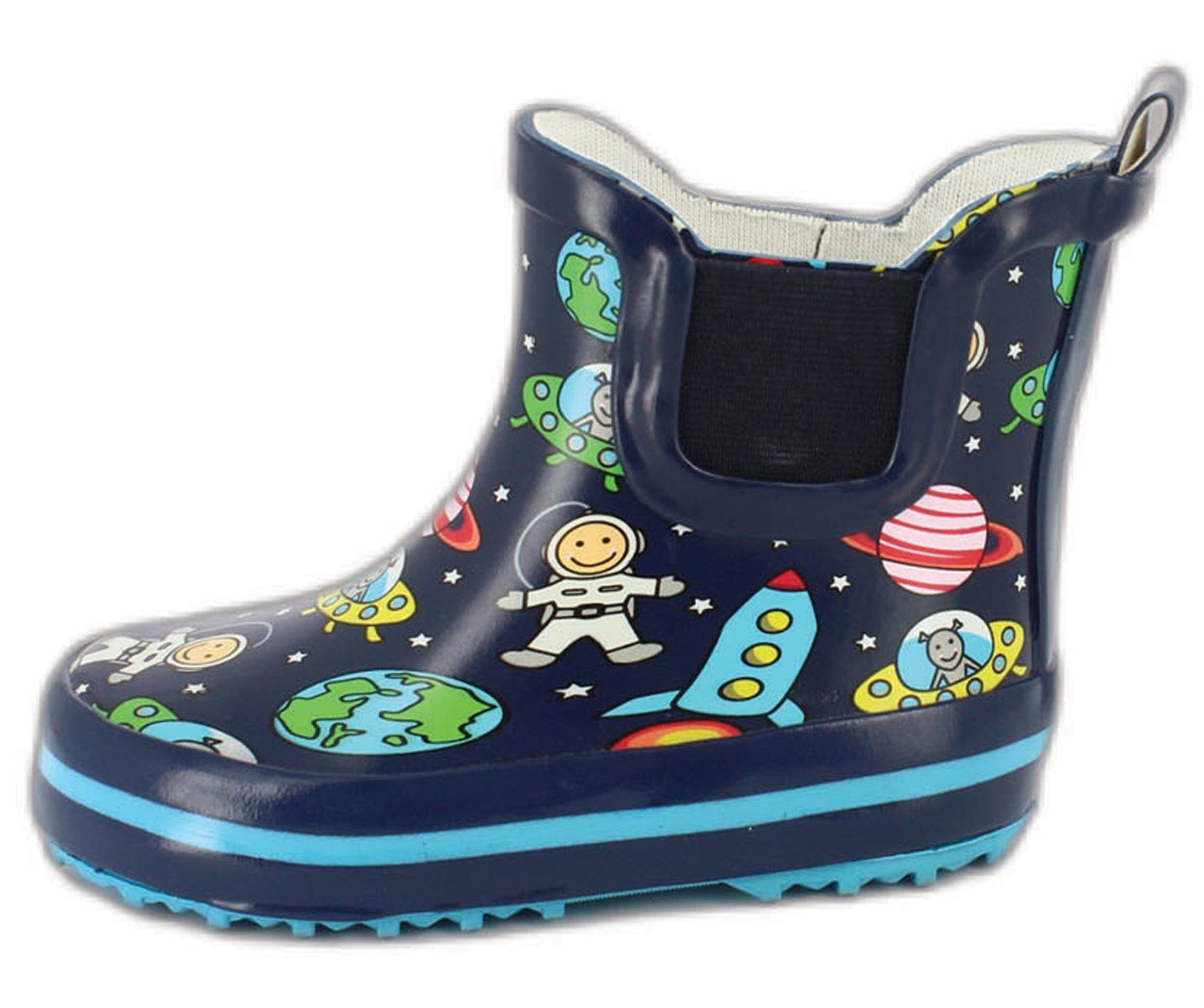 Beck Kleinkinder Gummistiefel Space Gummistiefel (wasserdichte Kurzstiefel, für trockene Füße bei Regenwetter) herausnehmbare Innensohle, weicher flexibler Naturkautschuk