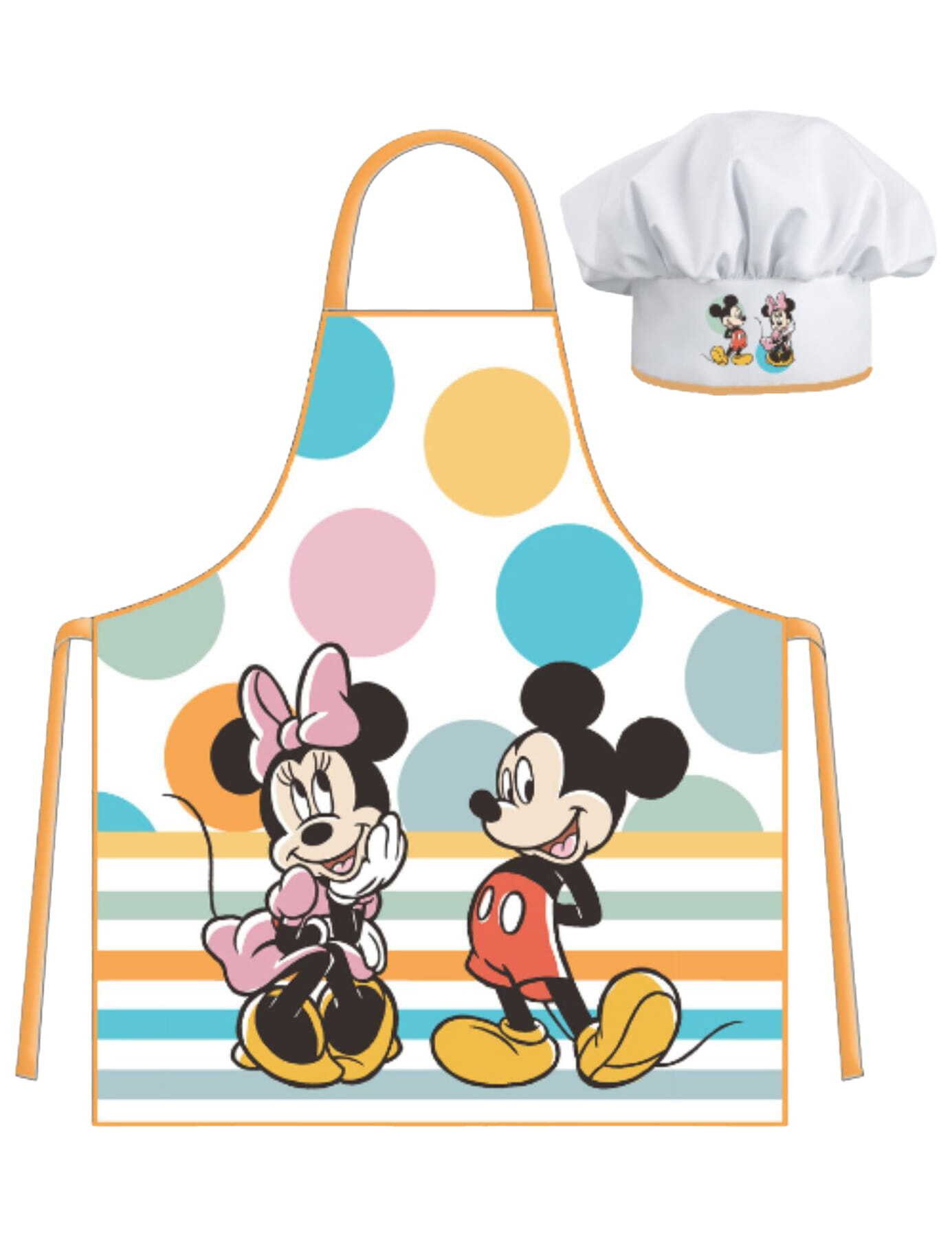 Disney Kochschürze Set Mickey & Minnie Streifen, Punkte, (2-tlg., Schürze, Kochmütze), Mickey & Minnie