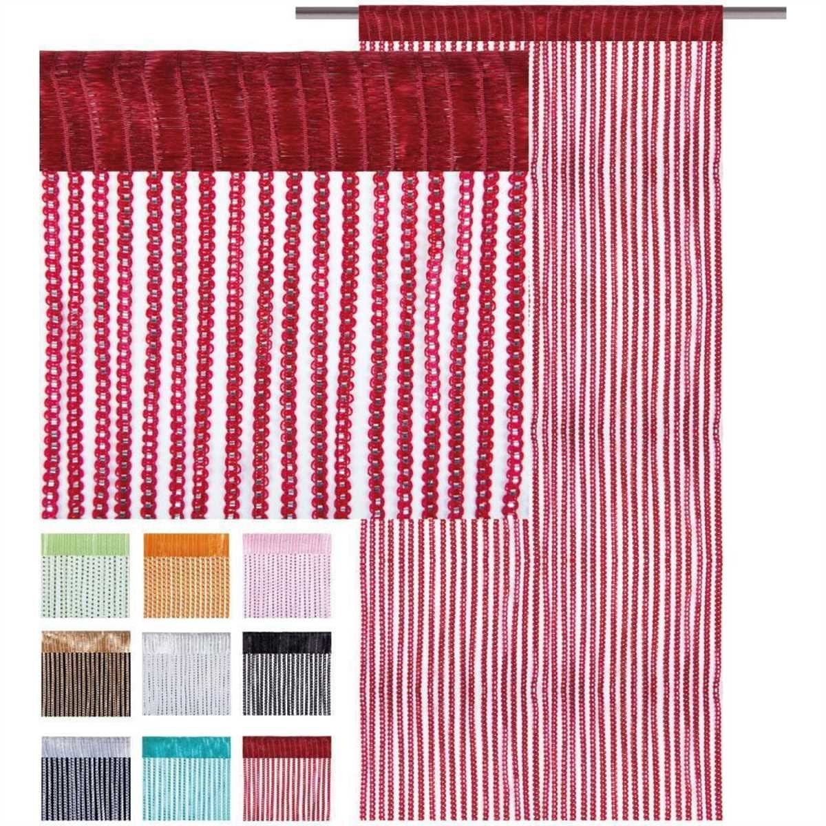 Fadenvorhang, Bestlivings, Stangendurchzug, halbtransparent, Fadengardine x 250cm) modern mit Rot 300 attraktiv x (90 Stangendurchzug Türvorhang, bis und 200cm