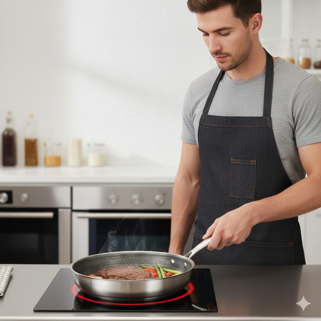 Cheffinger Pfannen-Set Premium Pfanne Bratpfanne Edelstahl Ø24cm Antihaft Induktion, Material: Edelstahl