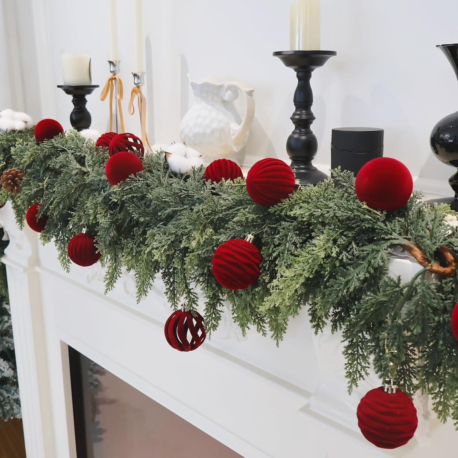 Coonoor Weihnachtsbaumkugel 12 Stück Samt Weihnachtskugeln Beflockt Weihnachtskugeln Set