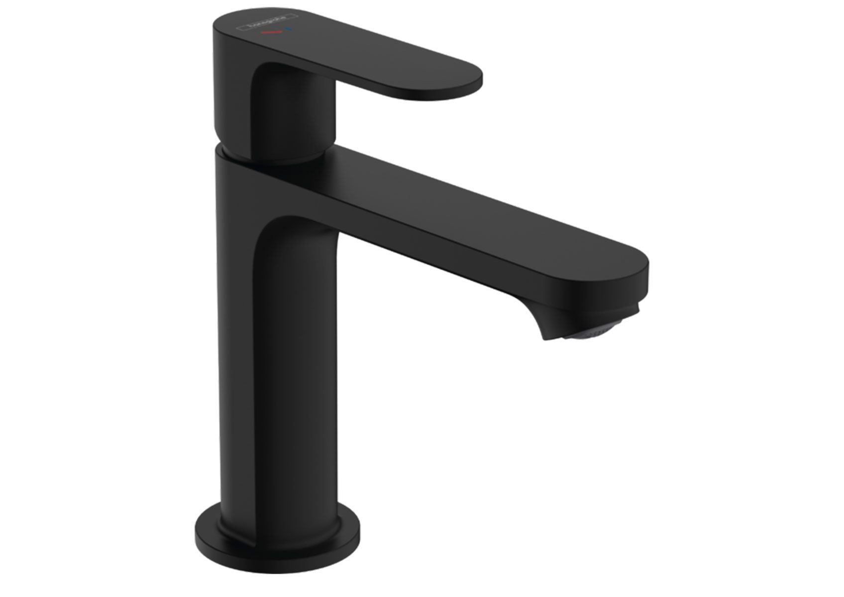 hansgrohe Waschtischarmatur Rebris S 110 Einhebelmischer mit Zugstangen-Ablaufgarnitur, Schwarz (flacher Hebelgriff, Normalstrahl, Keramikmischsystem, DN15, Waschbeckenarmatur) EcoSmart Verbrauch max. 5 l/min, Durchlauferhitzer geeignet