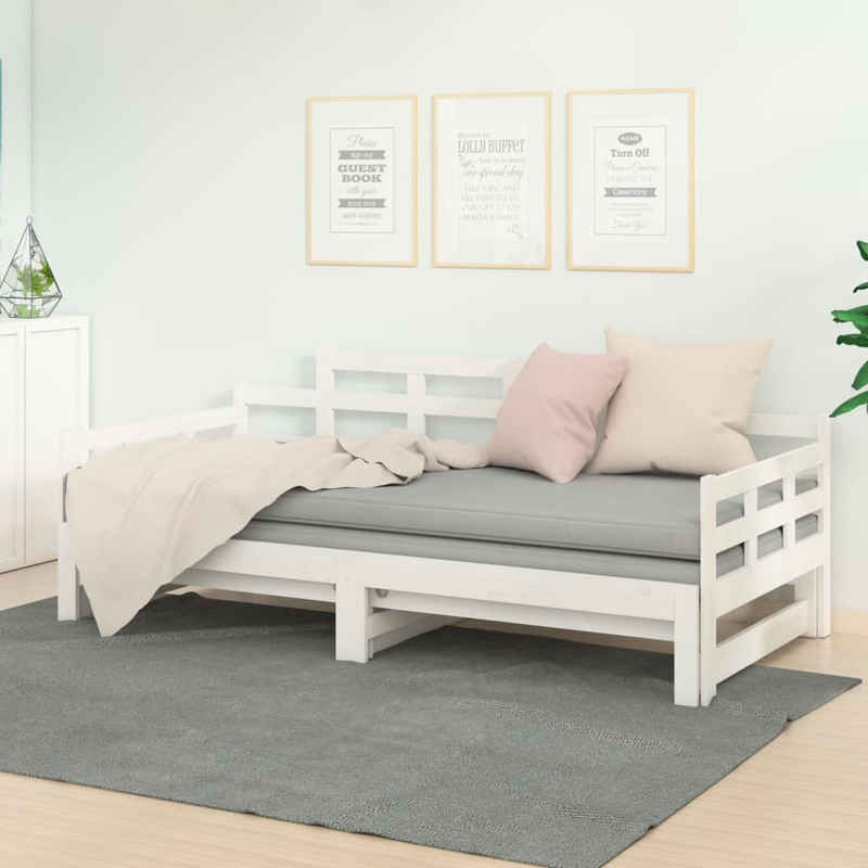 vidaXL Bett Tagesbett Ausziehbar Weiß Massivholz Kiefer 2x(90x200) cm