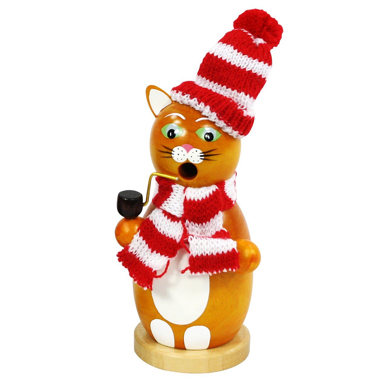 Dekohelden24 Räuchermännchen Holz-Räuchermann Katze, in hellbraun, ca. 13 cm, (1 St)