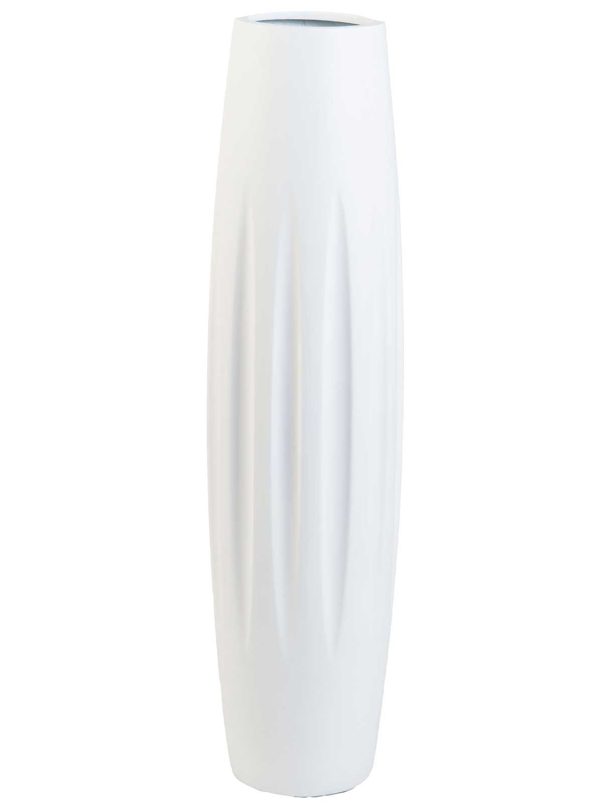 VIVANNO Bodenvase Fiberglas VERTIGA Säule - Weiß Matt Mit Muster (1 St), 20x20x80 cm