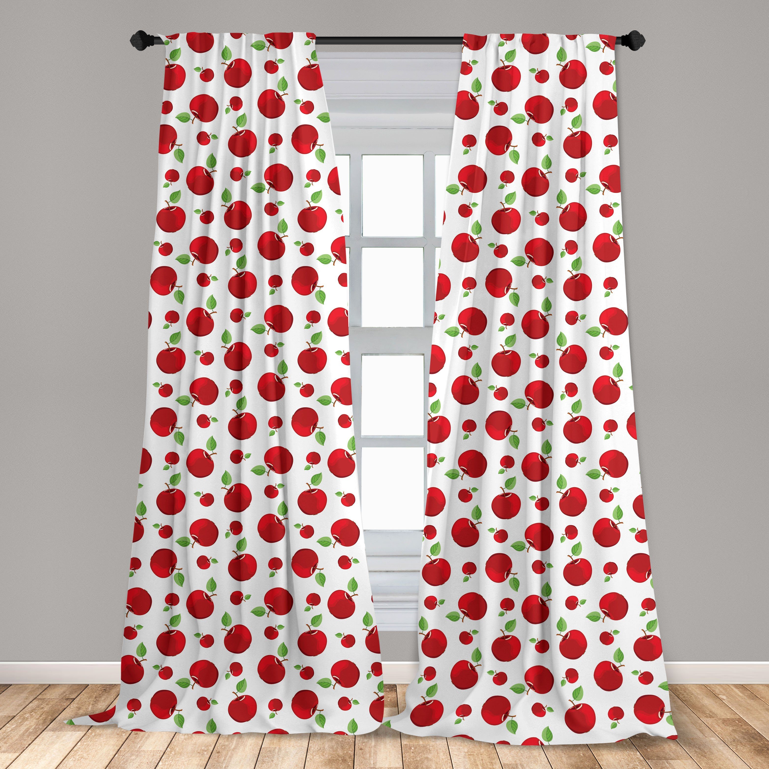 Gardine Vorhang für Wohnzimmer Schlafzimmer Abakuhaus, Microfaser, Dekor, Vivid Cartoon-Rot-Frucht Apfel