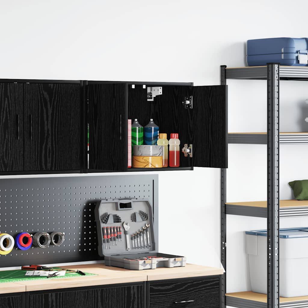 vidaXL Werkzeugschrank Garagen-Wandschrank Schwarz Holzwerkstoff (1-St)