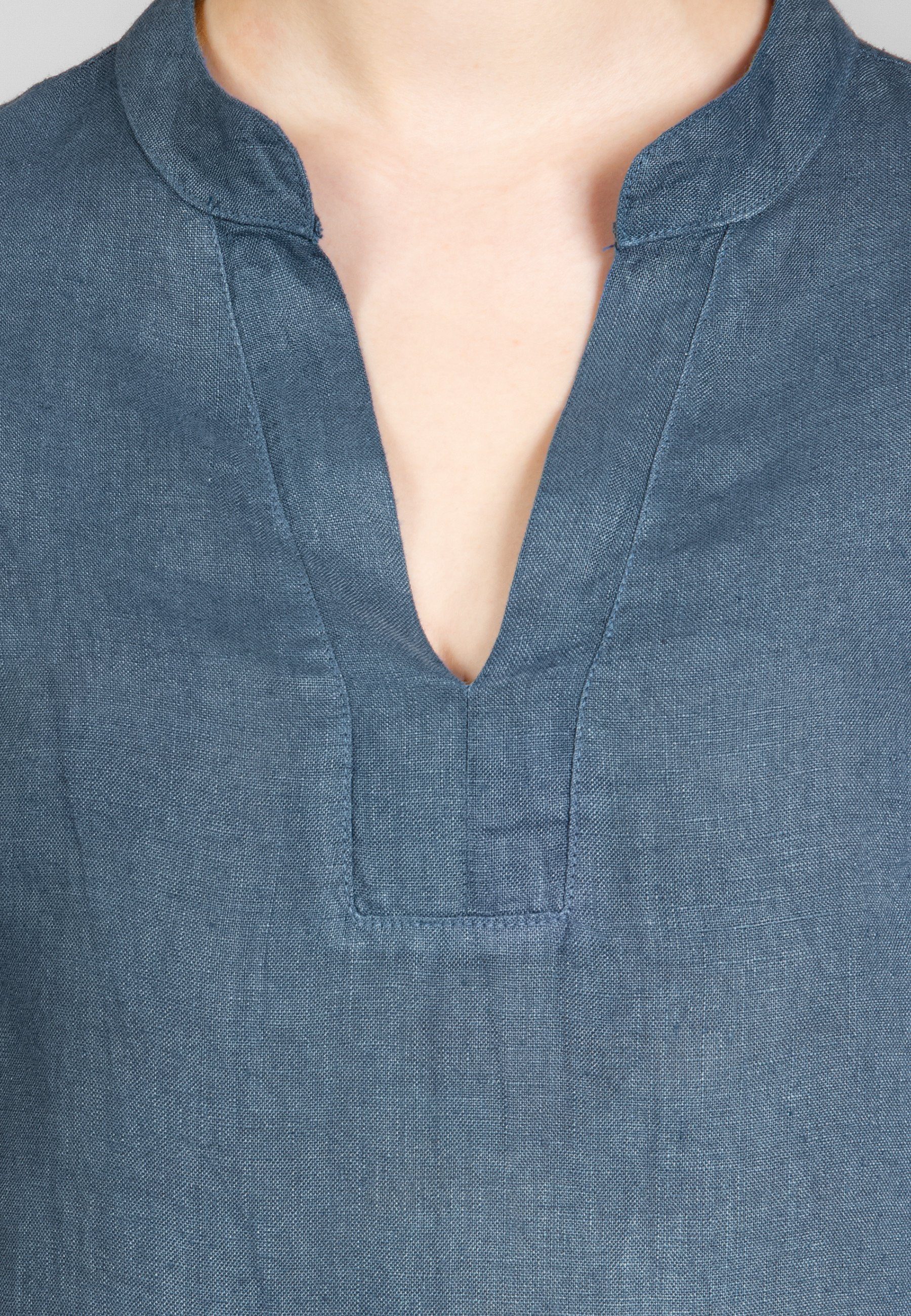 Caspar Shirtbluse BLU024 elegante Damen Halbarm Sommer Leinenbluse mit stylischem V-Ausschnitt - Made in Italy