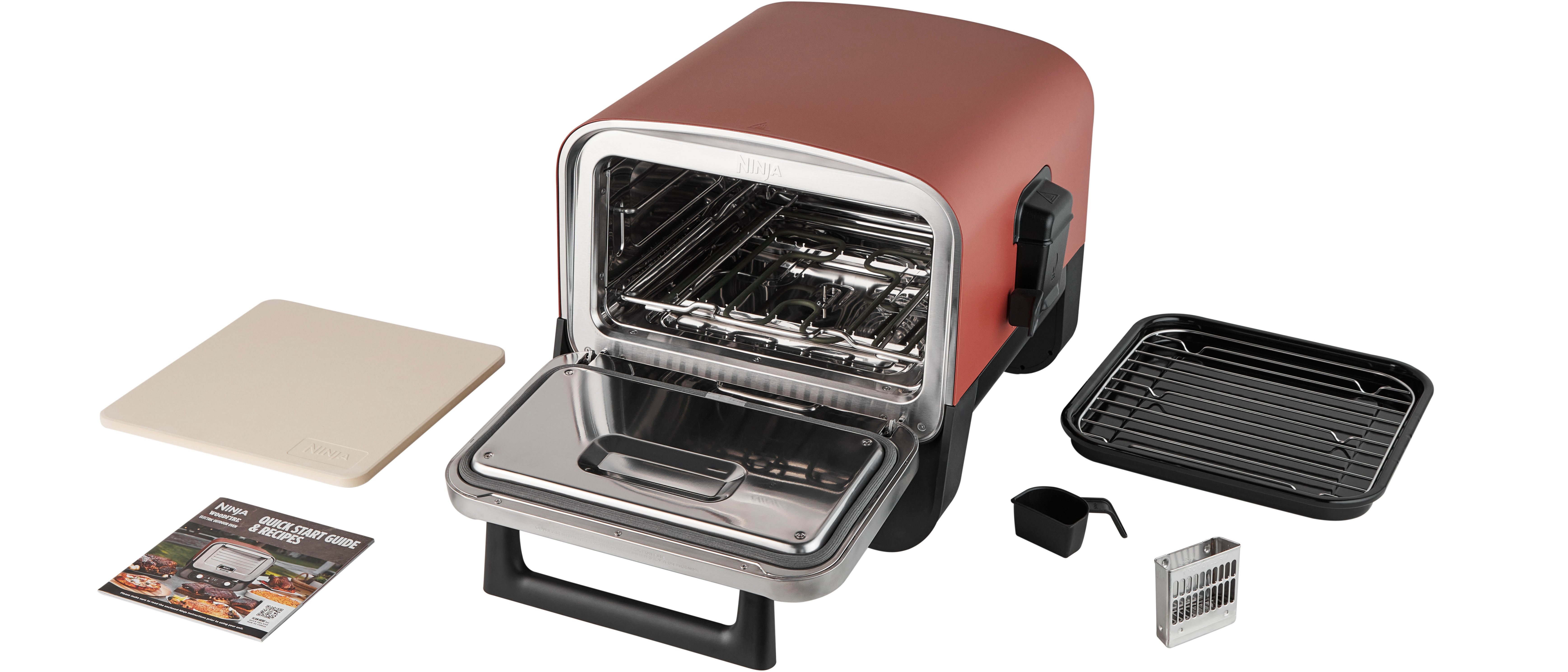 NINJA Multiofen OO101EU, Elektrischer Outdoor Pizzaofen und Smoker, 8-in-1: Pizza, Schmoren, Max Roast, Grillen, Backen/Rösten, Smoken, Dörren&Warmhalten