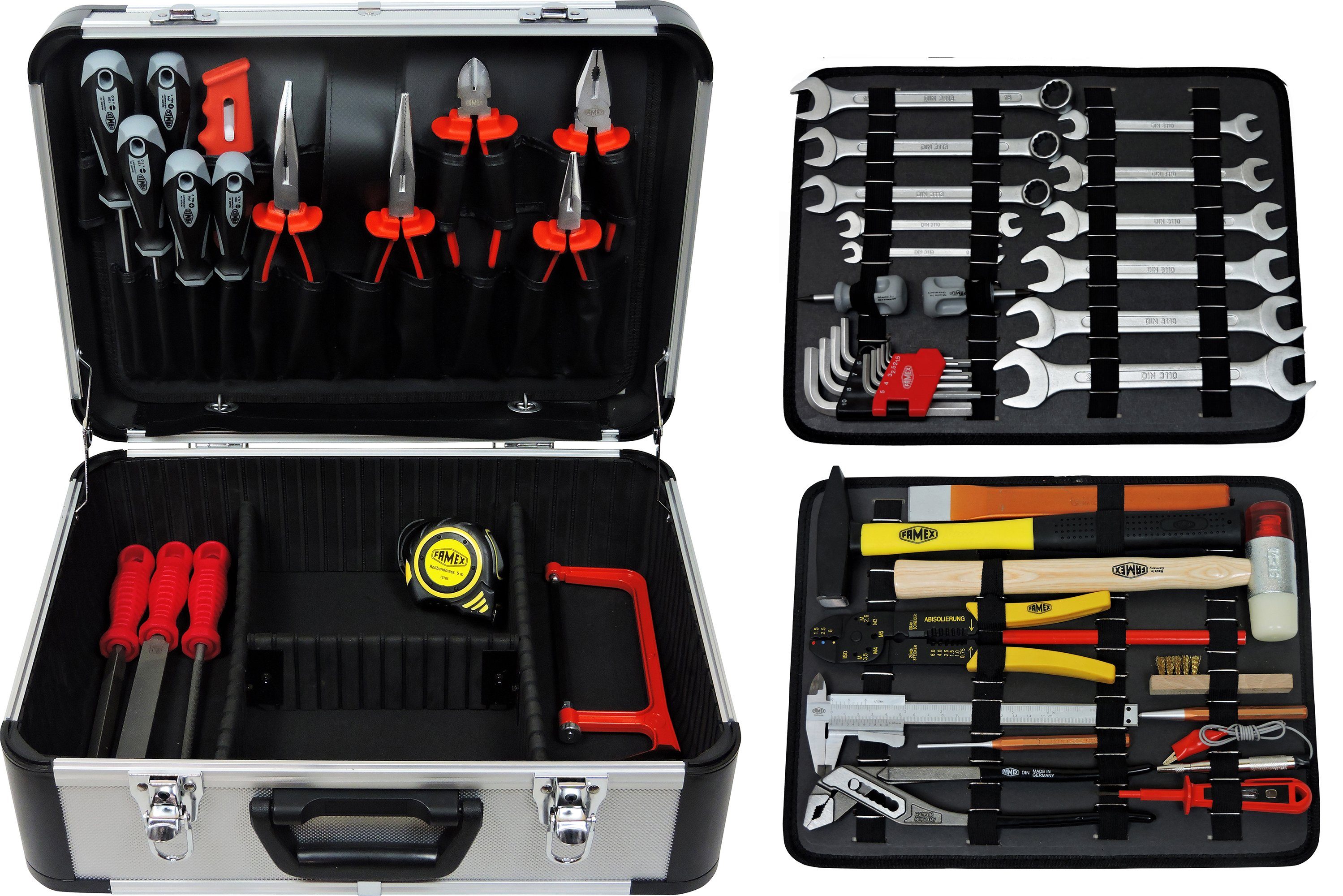 FAMEX Werkzeugset 719-44 Alu mit den für gefüllt Werkzeugkoffer (214-St), Set, Werkzeug Profi