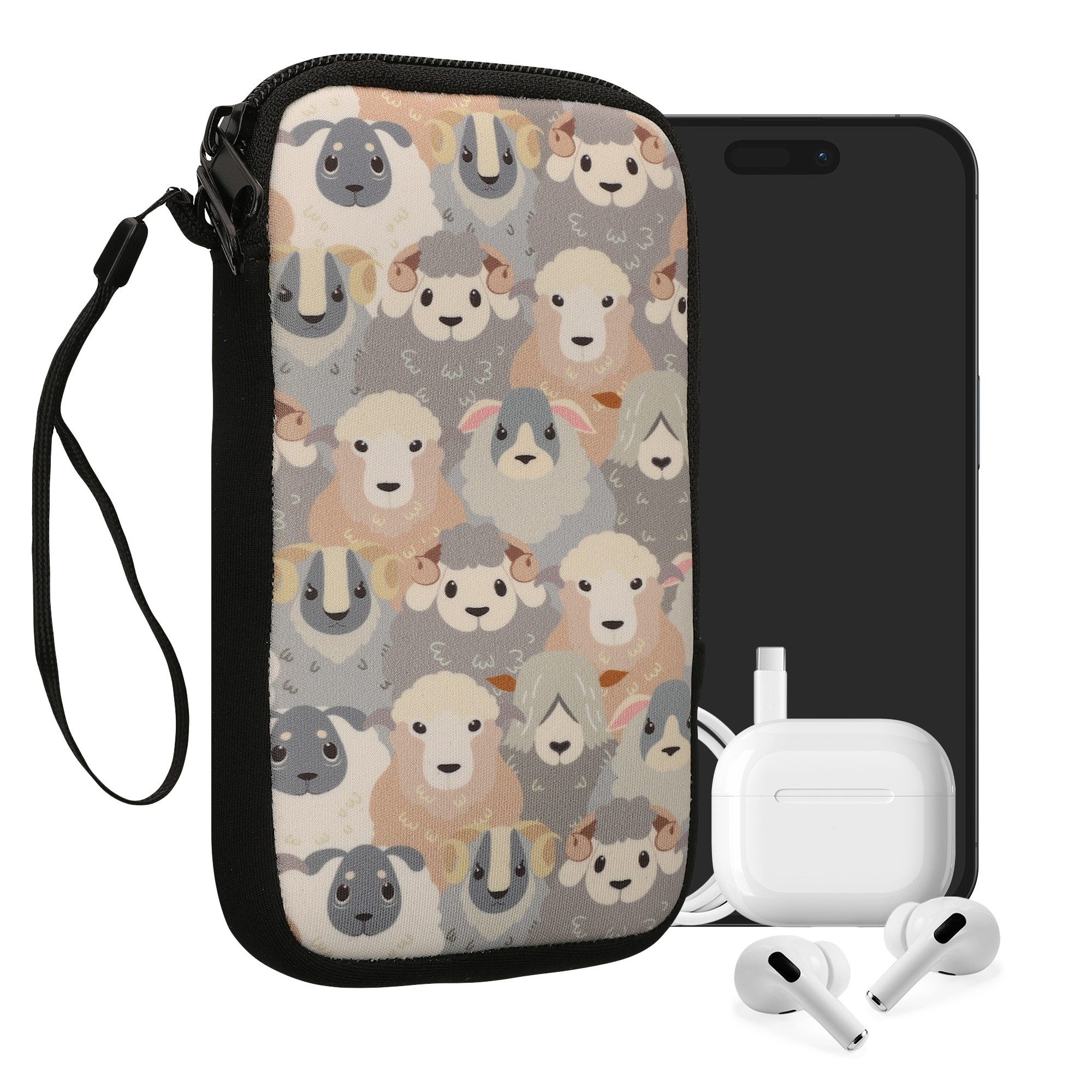 kwmobile Sleeve Handytasche für Smartphones L - 6,5", Neopren Handy Tasche Hülle Cover Case Schutzhülle