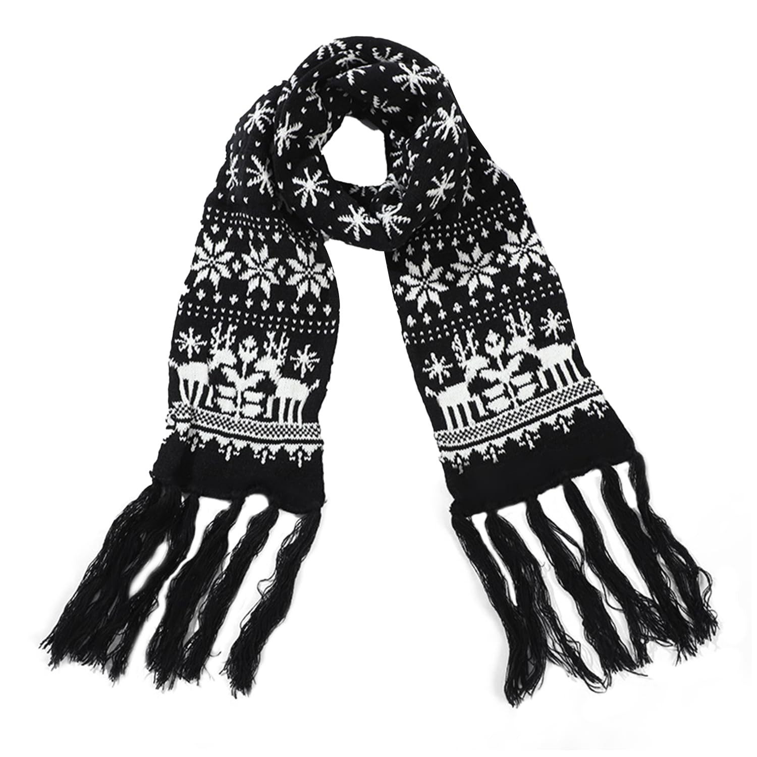 Coonoor Modeschal Winter Schal für Herren und Damen, Rentier-Schneeflocke muster Weihnachtsschal