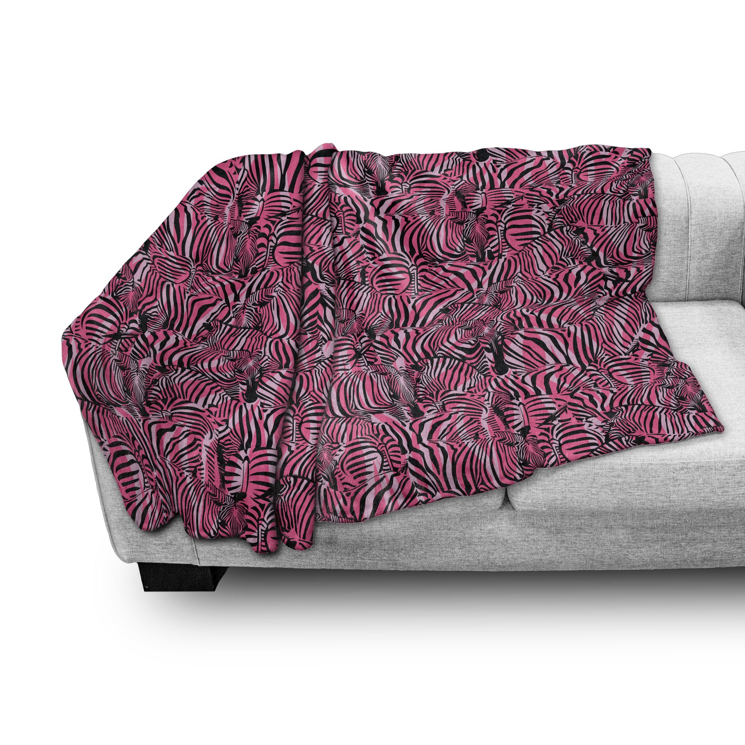 Abakuhaus, für Plüsch rosa Zebra Innen- den und Außenbereich, Wohndecke Gemütlicher Safari-Kunst-Muster