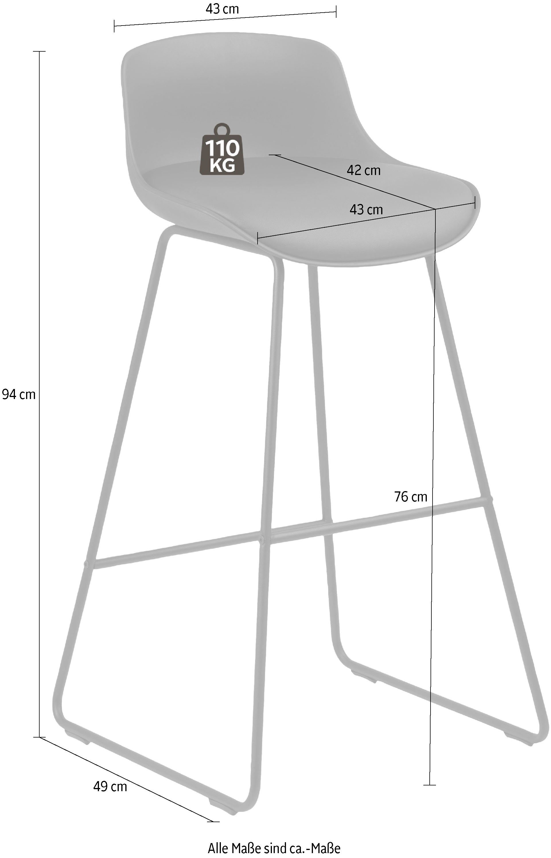 ACTONA GROUP Bistrostuhl Tina, cm 2er Bezug, Fußstütze, Sitzhöhe inklusive einer Set, Kunstleder 76