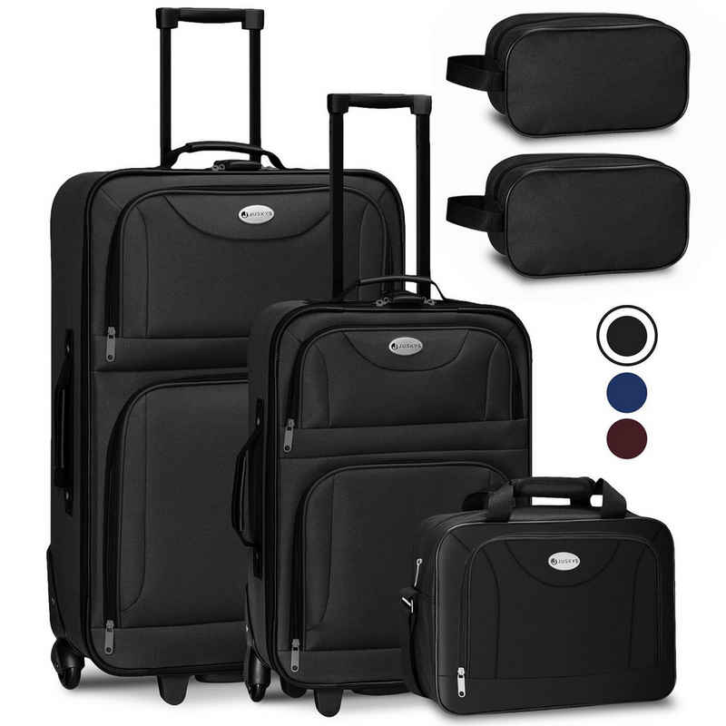 Juskys Trolleyset Athen, 2 Rollen, (5-teilig), 2 Trolley, 1 Umhängetasche, 2 Kosmetiktaschen