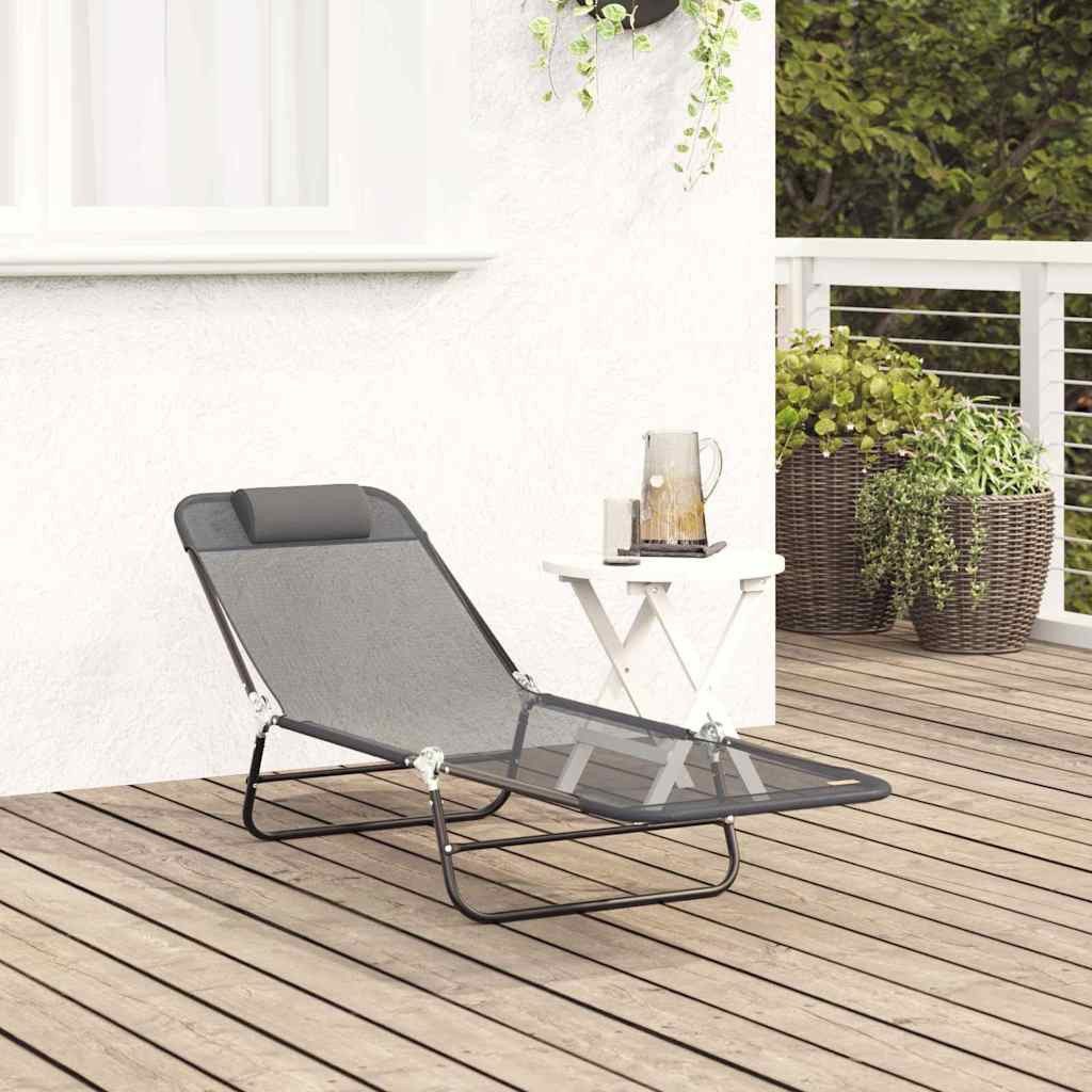 vidaXL Gartenliege Klappbare Sonnenliege Grau 182 günstig online kaufen