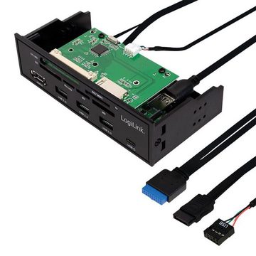 LogiLink UA0341 Multifunktions-Panel Adapter, USB HUB 3.0, schwarz, 5,25", 6-fach Kartenleser, eSATA