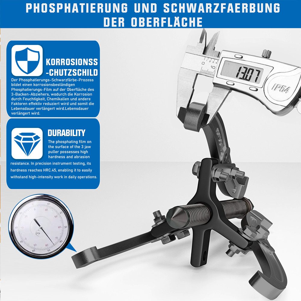 XERSEK Radnabenabzieher Lagerabzieher, 3-Armig Abzieher 3/4/6/8" Innen- und Außenziehend, Universal für Kurzes, Standardmäßiges, Langes und Extra Langes Ziehen