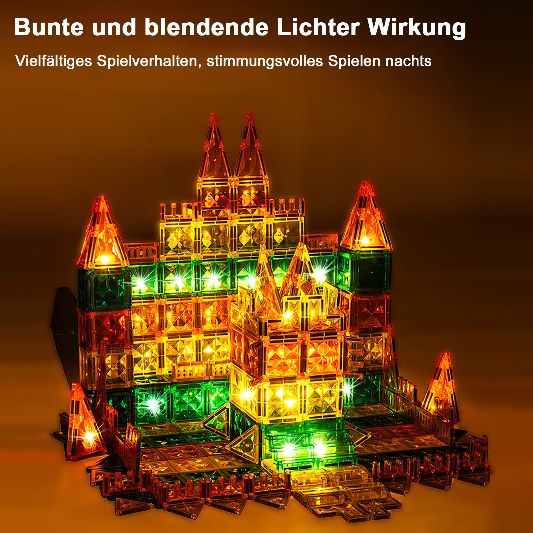 Luckice Steckspielzeug magnetische bausteine, magnetspiel, spielzeug für draußen, (Magnetische Bausteine Spielzeug, 78tlg Magnetbausteine, starke Magnete, LED, Dino, ABS, STEM, Aufbewahrungstasche, 78-tlg), spielzeug ab 6 jahre jungen,  Lernspielzeug, vielseitiges Geschenk