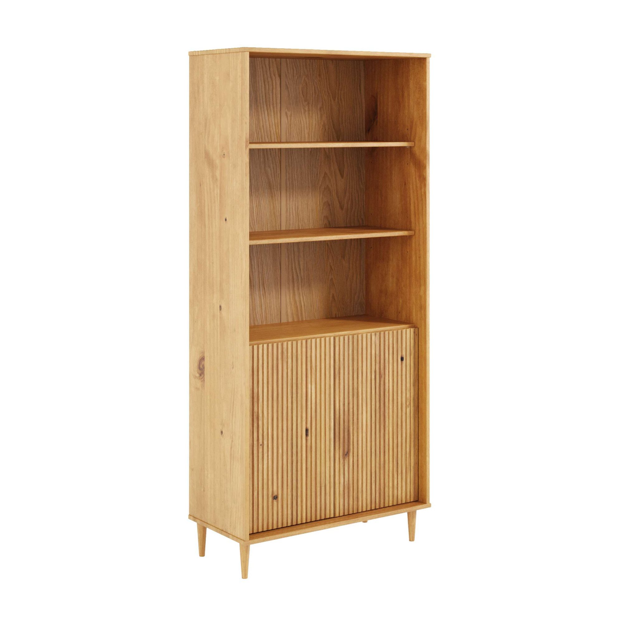 OTTO home Bücherregal Malmedy Front mit gefrästen Rillen, Bücherschrank aus massivem Kiefernholz, Push-to-open, FSC, B: 80 cm