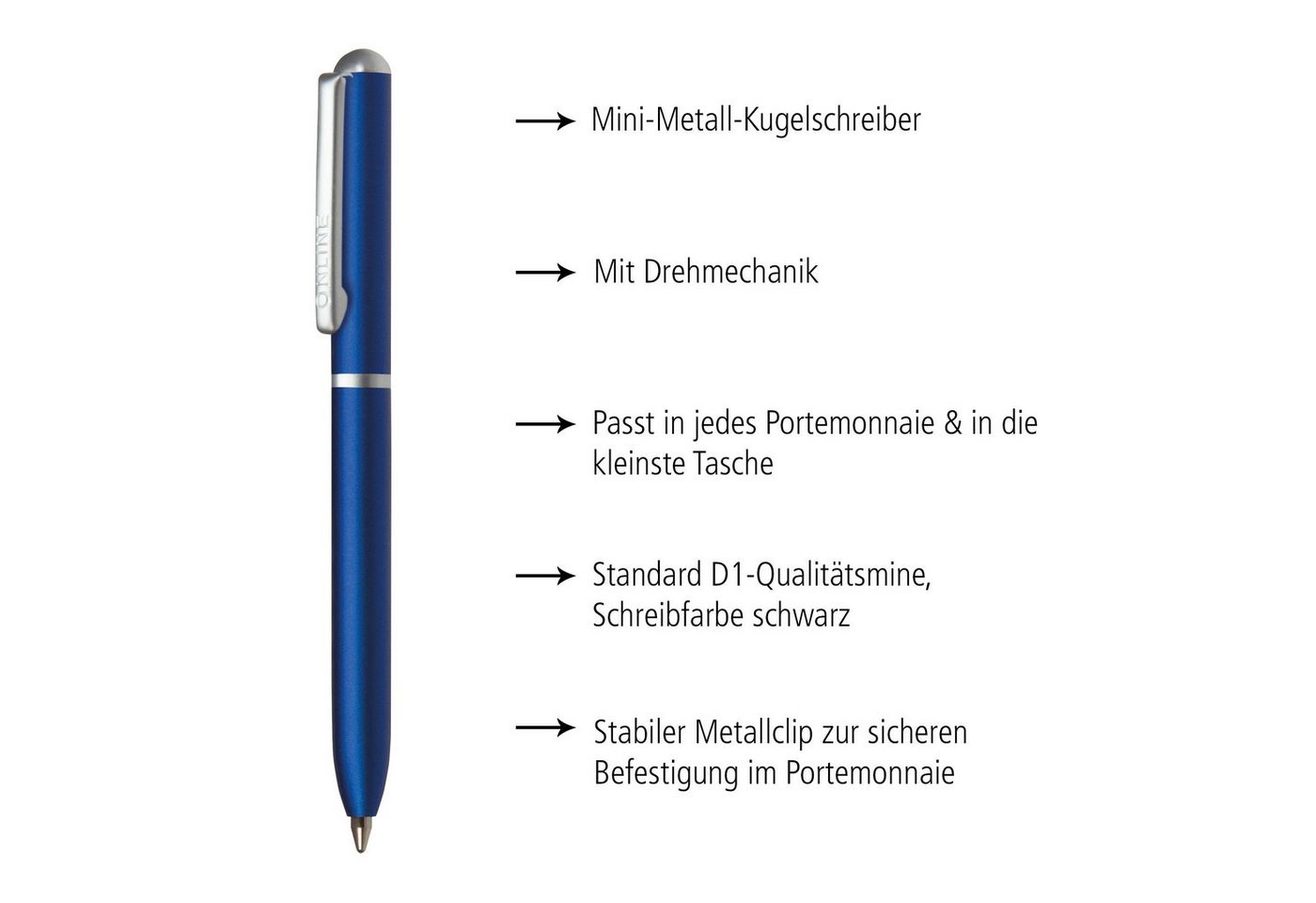 Thumbnail - Online Pen Kugelschreiber Mini Portemonnaie Drehkugelschreiber, incl. Standard D1-Qualitätsmine, schwarzschreibend