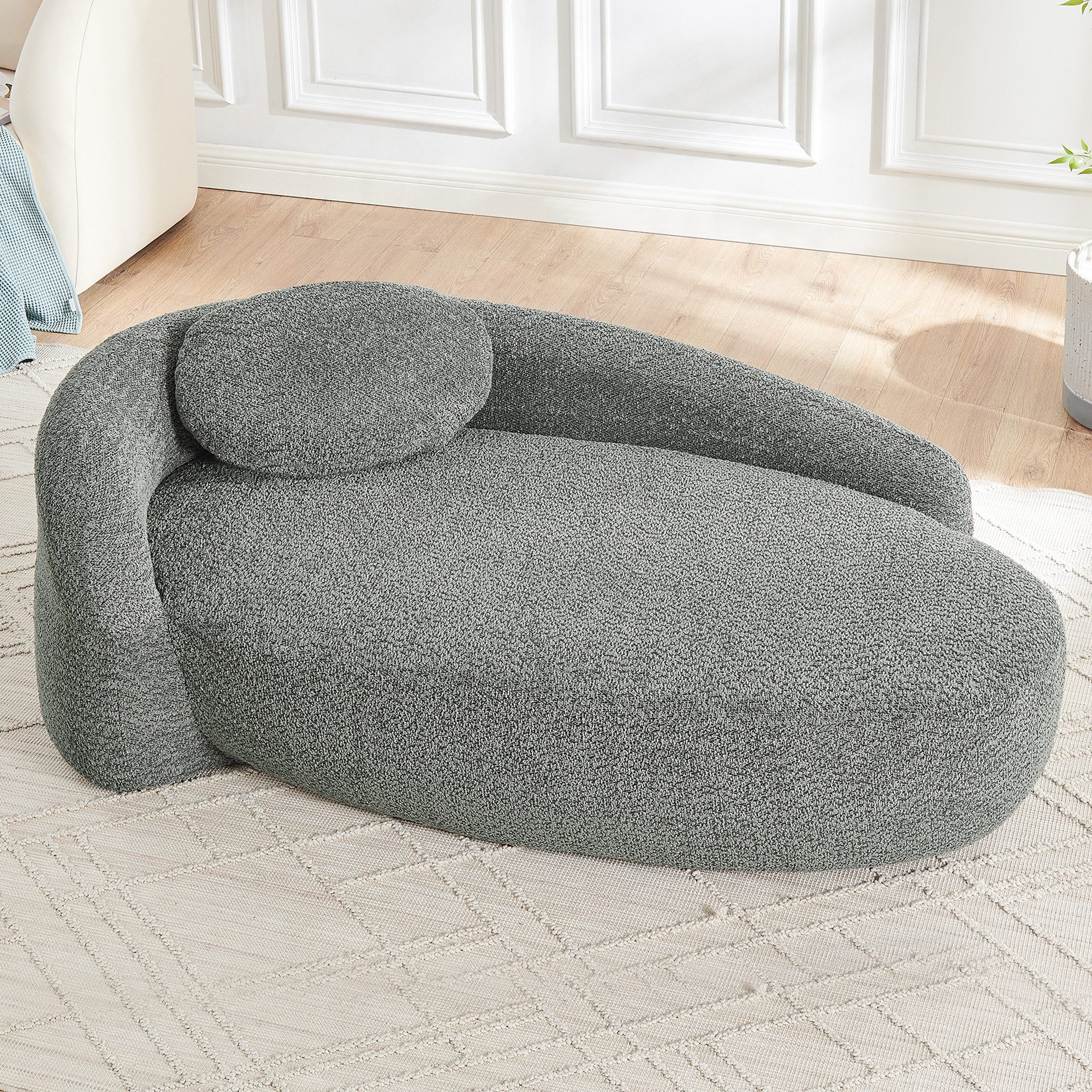 Celya Sofa Minimalistisches Teddyfleece-Sofa mit abgerundetem Design, weich gepolsterte Couch mit Kissen