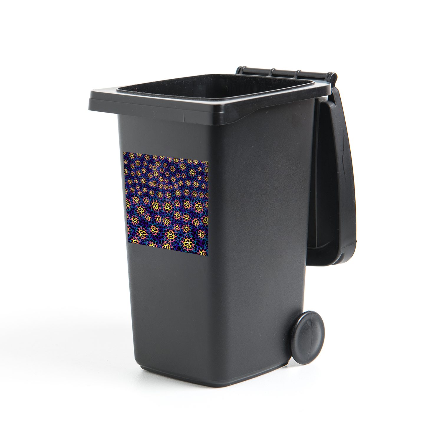 MuchoWow Wandsticker Leopard - St), Muster Container, Abfalbehälter Mülltonne, (1 Mülleimer-aufkleber, Blau - Sticker