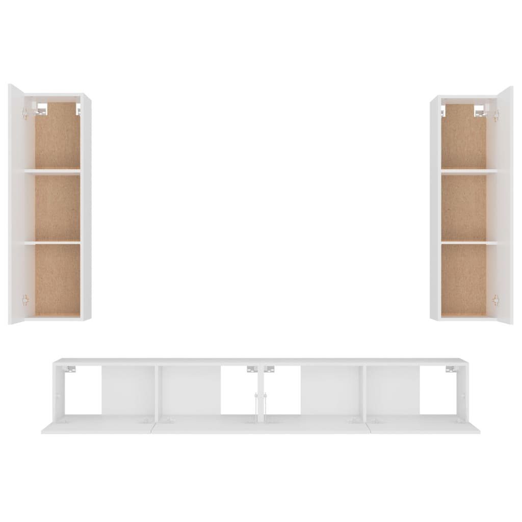 furnicato TV-Schrank TV-Schrank-Set Weiß Holzwerkstoff 4-tlg.