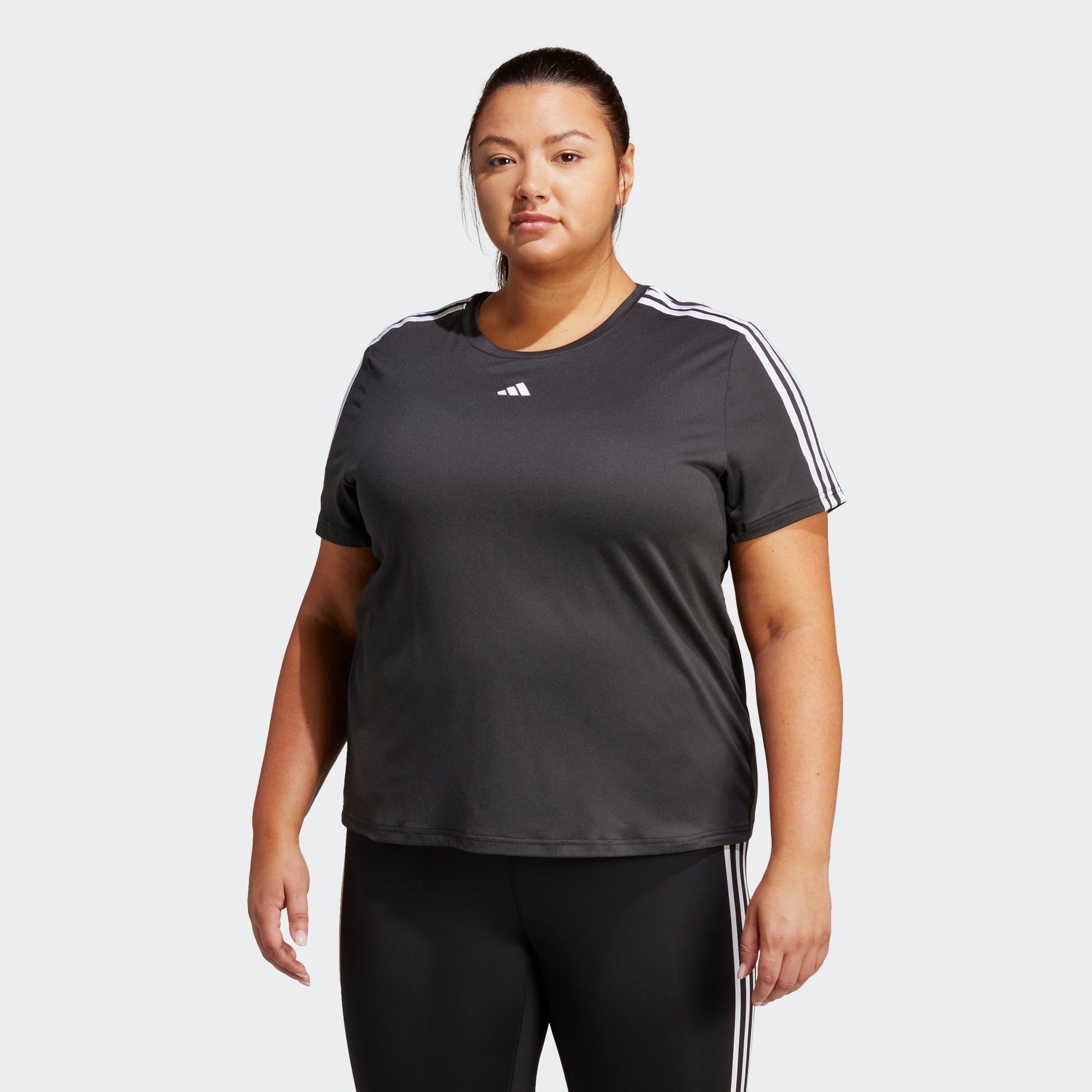 adidas Performance T-Shirt AEROREADY TRAIN ESSENTIALS 3-STREIFEN – GROSSE GRÖSSEN Black / White | 