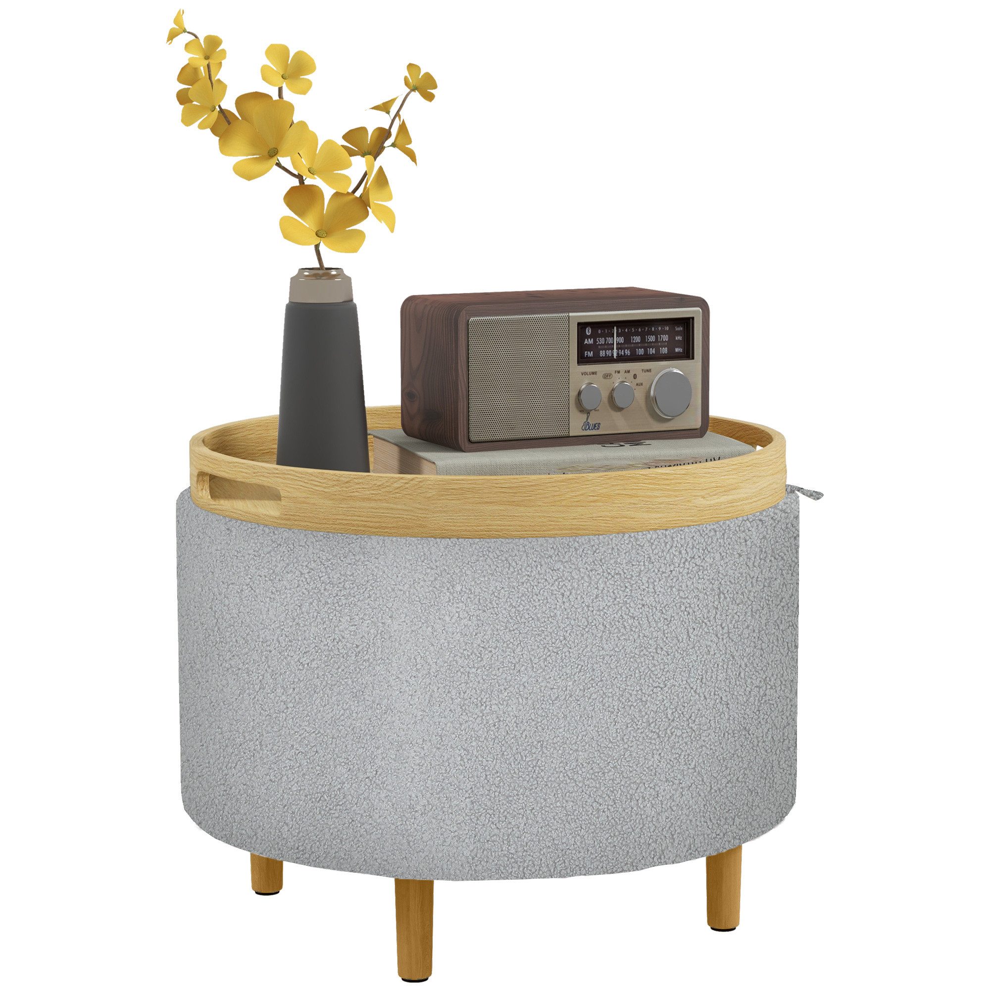 HOMCOM Sitzhocker mit Klappdeckel, Holzbeine (Hocker, 1 St., Polsterhocker) günstig online kaufen