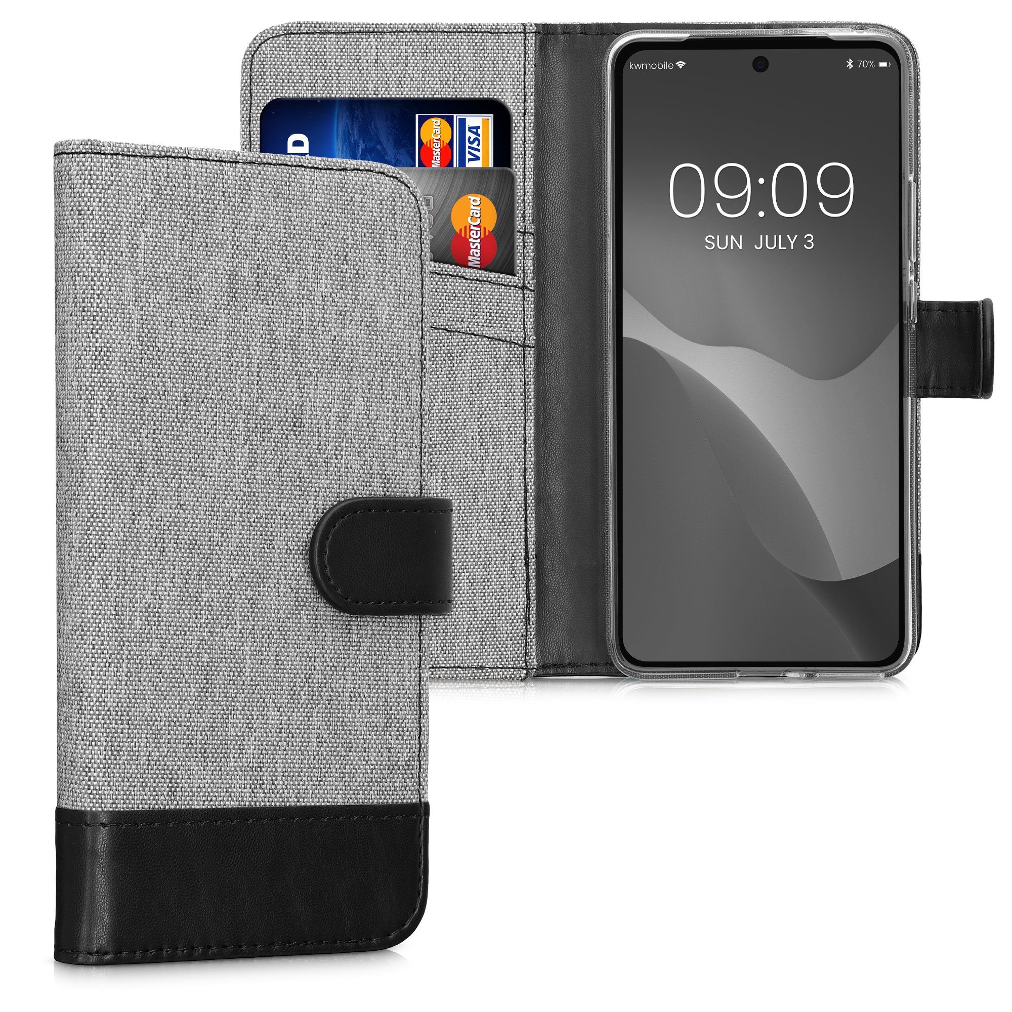 kwmobile Handyhülle Wallet Case für Motorola Edge 30, Hülle mit Ständer - Handyhülle Kartenfächer