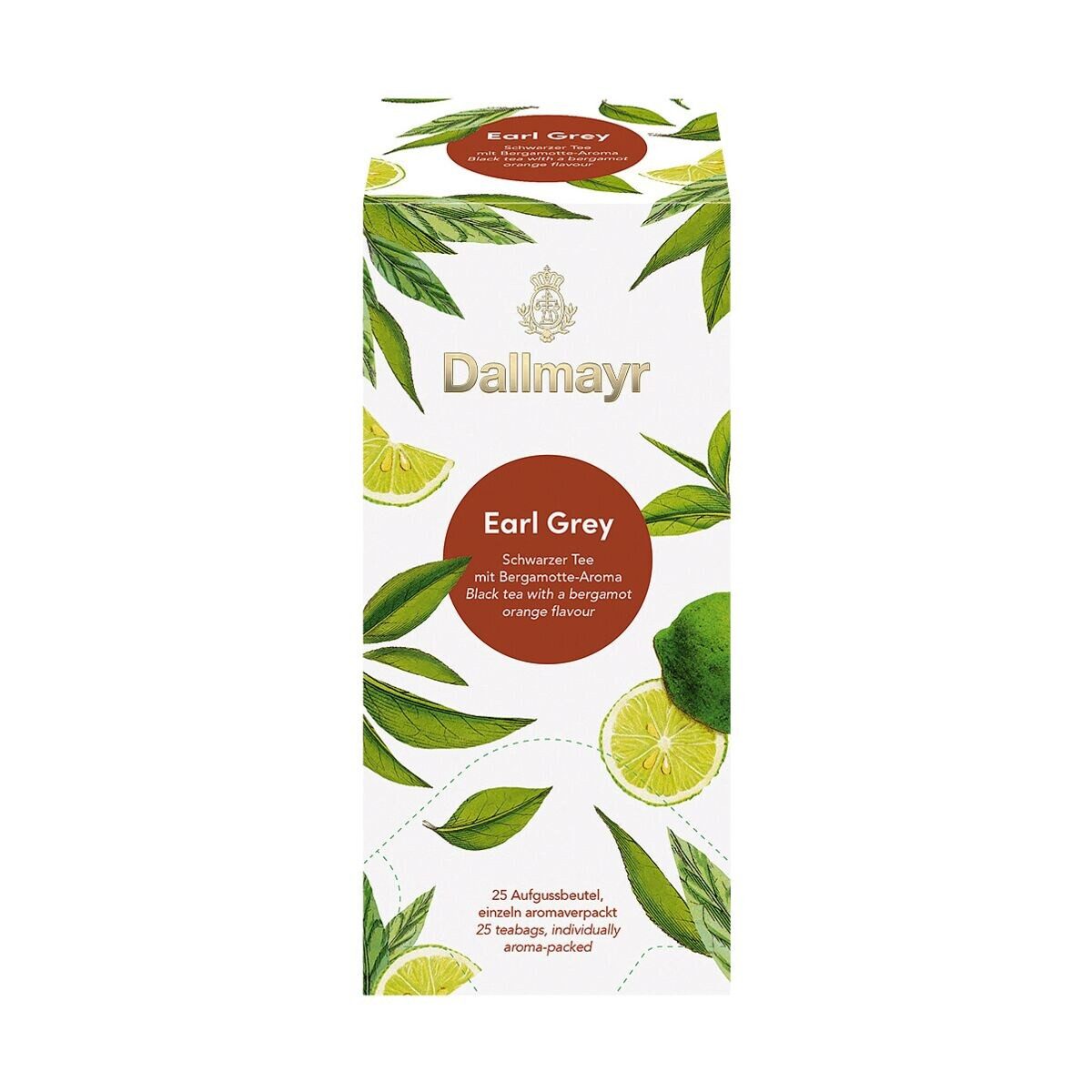DALLMAYR Tee Earl Grey, 25 Aufgussbeutel, Schwarztee mit Bergamotte-Aroma