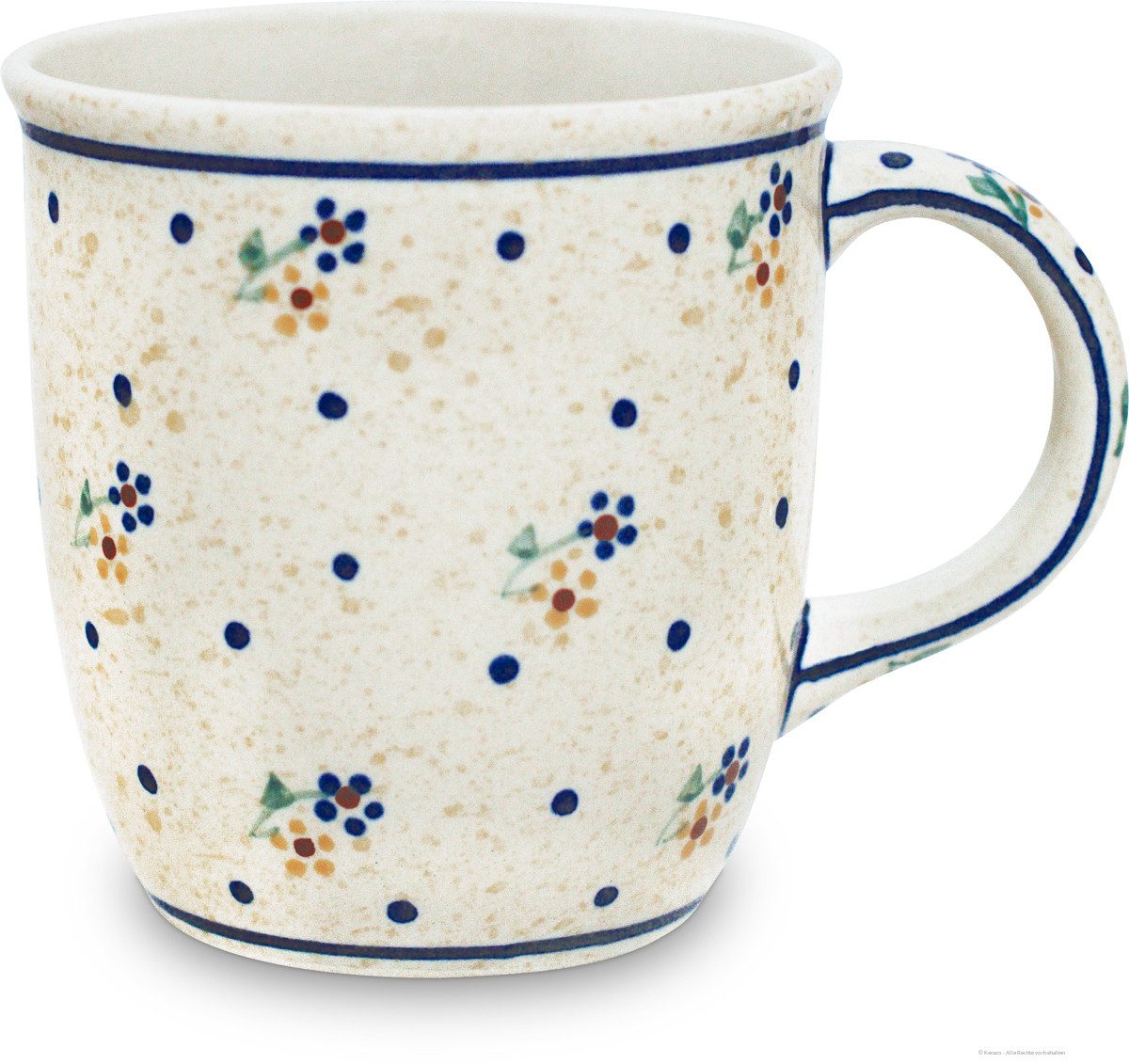 Bunzlauer Keramik Becher Bunzlauer Keramik 350 ml Kaffeebecher Teetasse Pott Ø9,3 cm Dekor 111, Keramik