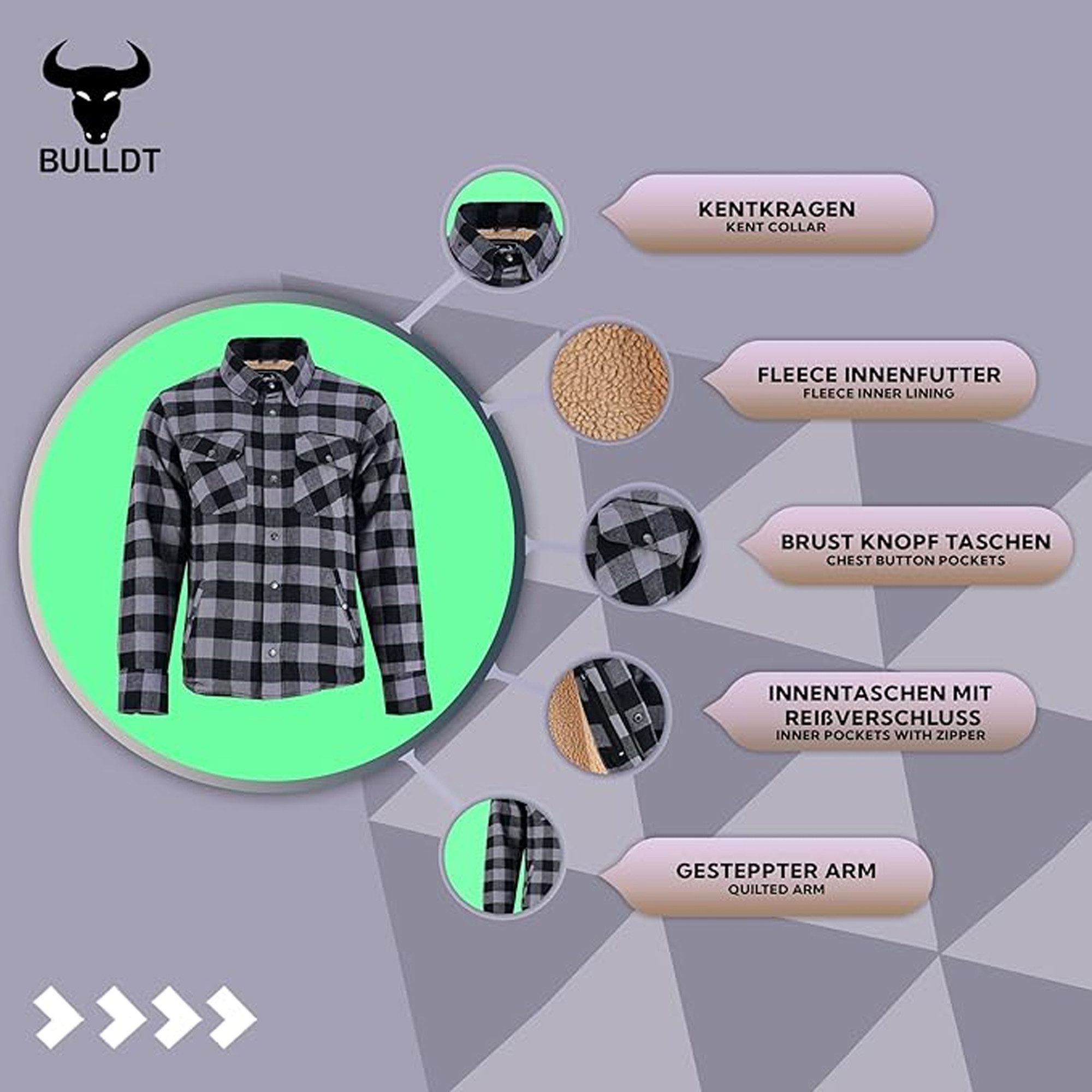 BULLDT Thermohemd Trend529-Hemd Gefüttert Lumberjack Flanellhemd Arbeitshemd Holzfällerhemd winter