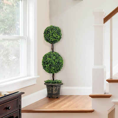 Kunstpflanze im Topf Zimmerpflanzen Buchsbaum, KOMFOTTEU, Höhe 91 cm, aus PE-Material