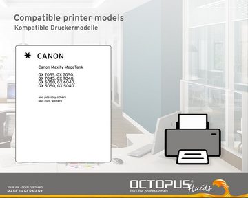 OCTOPUS Fluids Druckertinten Set für Canon GI 46, GI 56 Druckertintentank, Maxify Nachfülltinte (für Canon, 4x 100 ml)