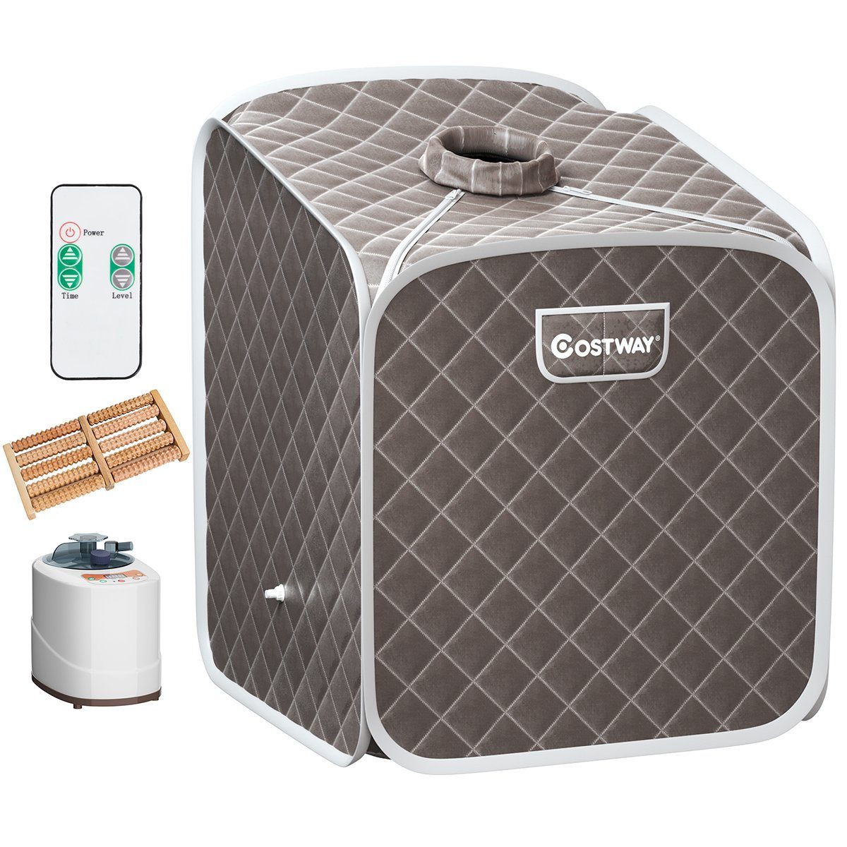 COSTWAY Sauna 2L Dampfsauna, 1000W, mit Sitz