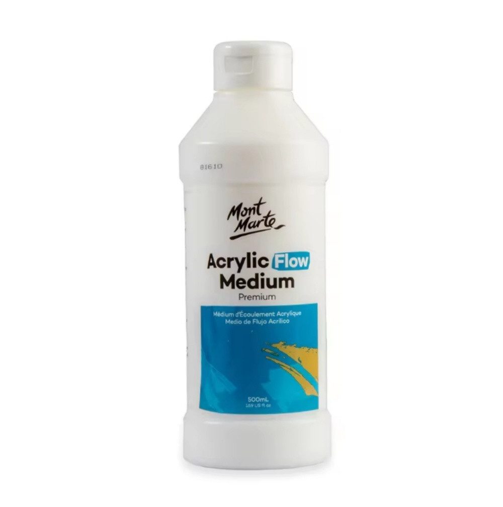 Mont Marte Bastelfarbe PREMIUM Flow Medium, Acrylfarben Malmittel, in 500 ml mit Klappdeckel, Vermischbar & perfekt auf Acrylfarben abgestimmt, für weichere Цвета(ов)