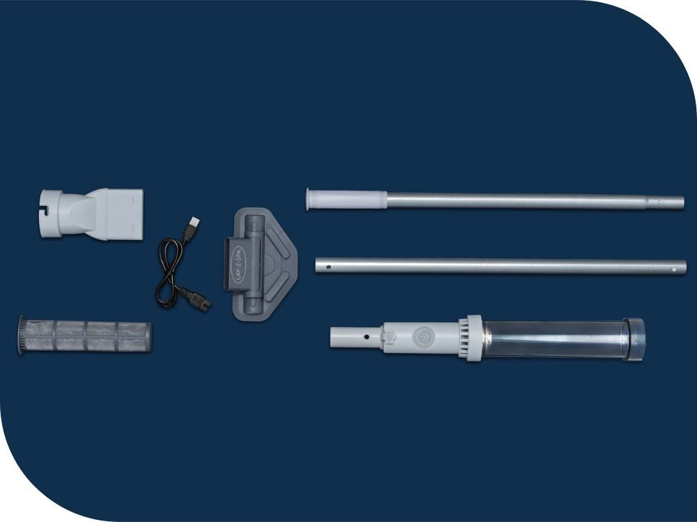 Bestway Poolbodensauger Poolstaubsauger, Akku-Poolsauger, batteriebetriebener Poolsauger, (BESTWAY60327), Lay-Z-Spa, USB-Kabel, Teleskopstange 1,55m