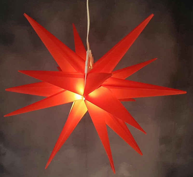 FHS Dekostern, LED Stern Weihnachtsstern Ø 25cm Kunststoff rot Batterie Timer Außen