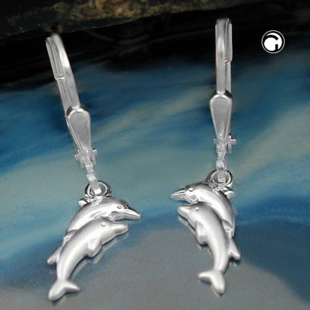 unbespielt glänzend x Ohrringe 925 Silber Delfinpaar matt Ohrhänger Paar mm Kinder Schmuckbox, für 25 Silberschmuck 11
